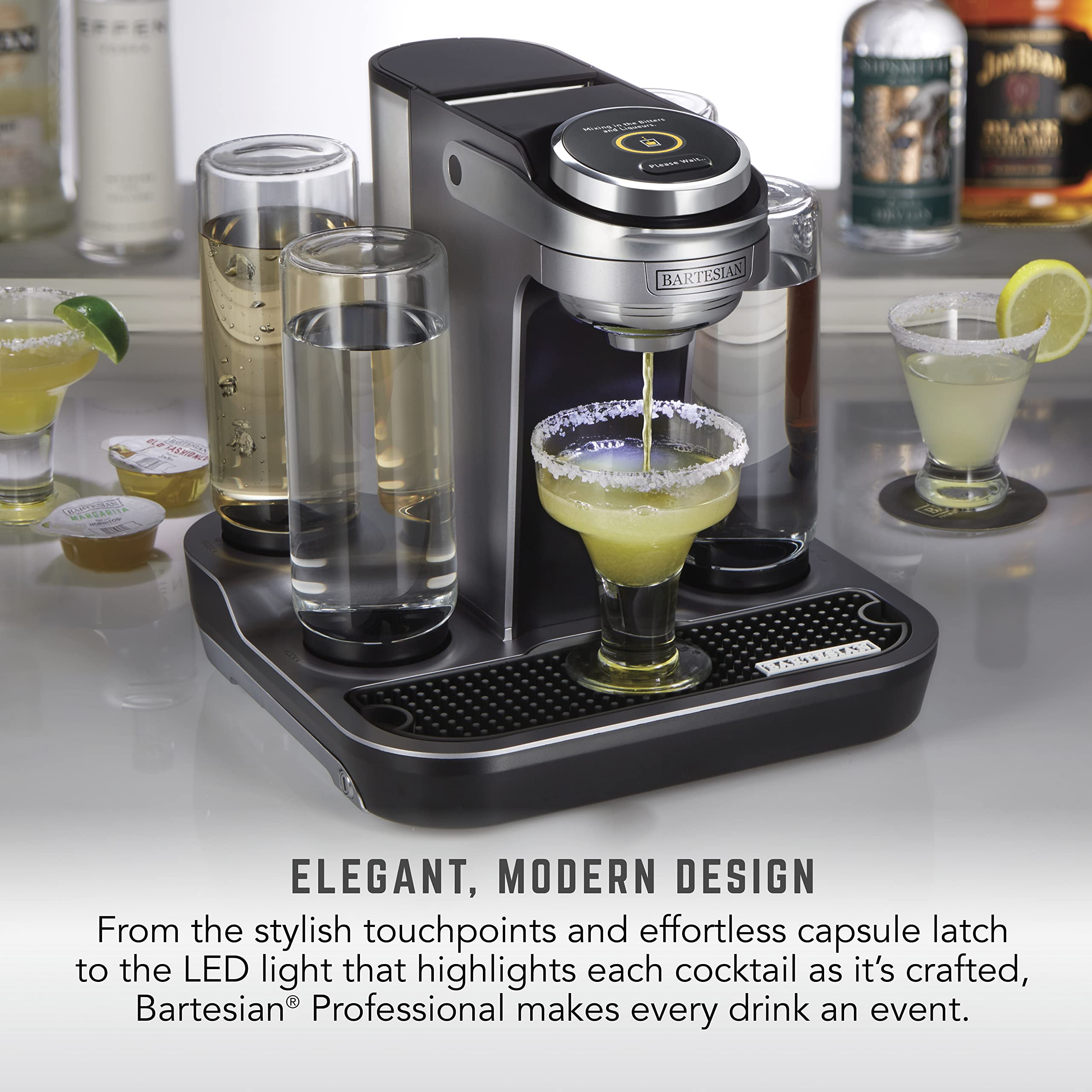 Bartesian Professional Cocktail Machine with 5 Premium Glass Bottles - Automatic Cocktail Maker for Home Bar, Parties & Entertaining (Renewed) - Perfect for Home Mixology, Hosting & Gift Giving