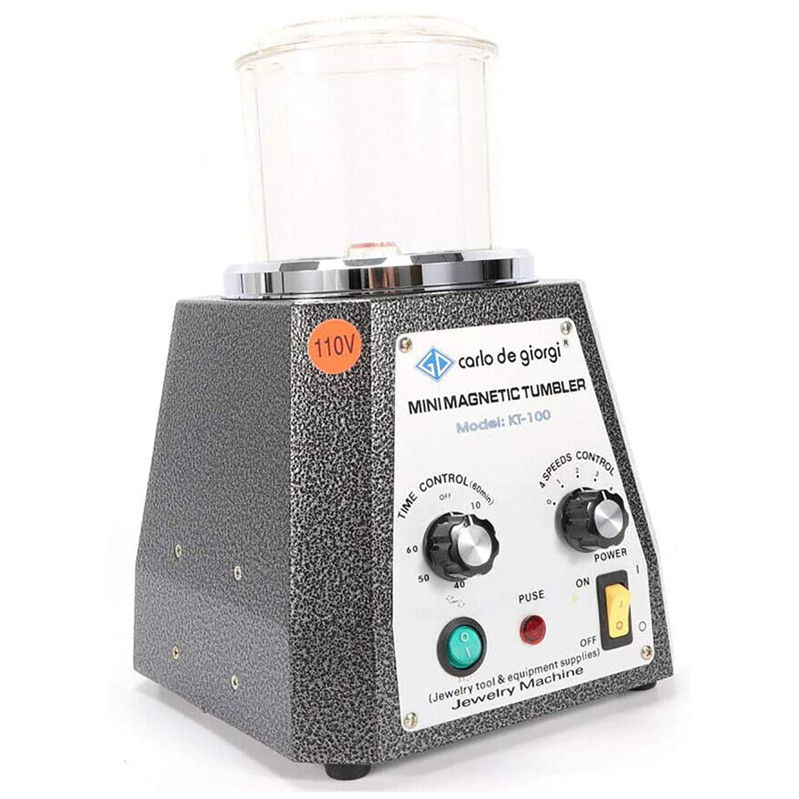 3.93 Inch Mini Magnetic Jewelry Polisher Tumbler - 4 Speed Control (2000 RPM) for Grinding & Polishing Gemstones, Diamonds & Metals | Compact 100mm Magnetic Finishing Machine for Jewelry Makers & DIY Enthusiasts | Perfect for Home Workshops & Professional Jewelry Studios