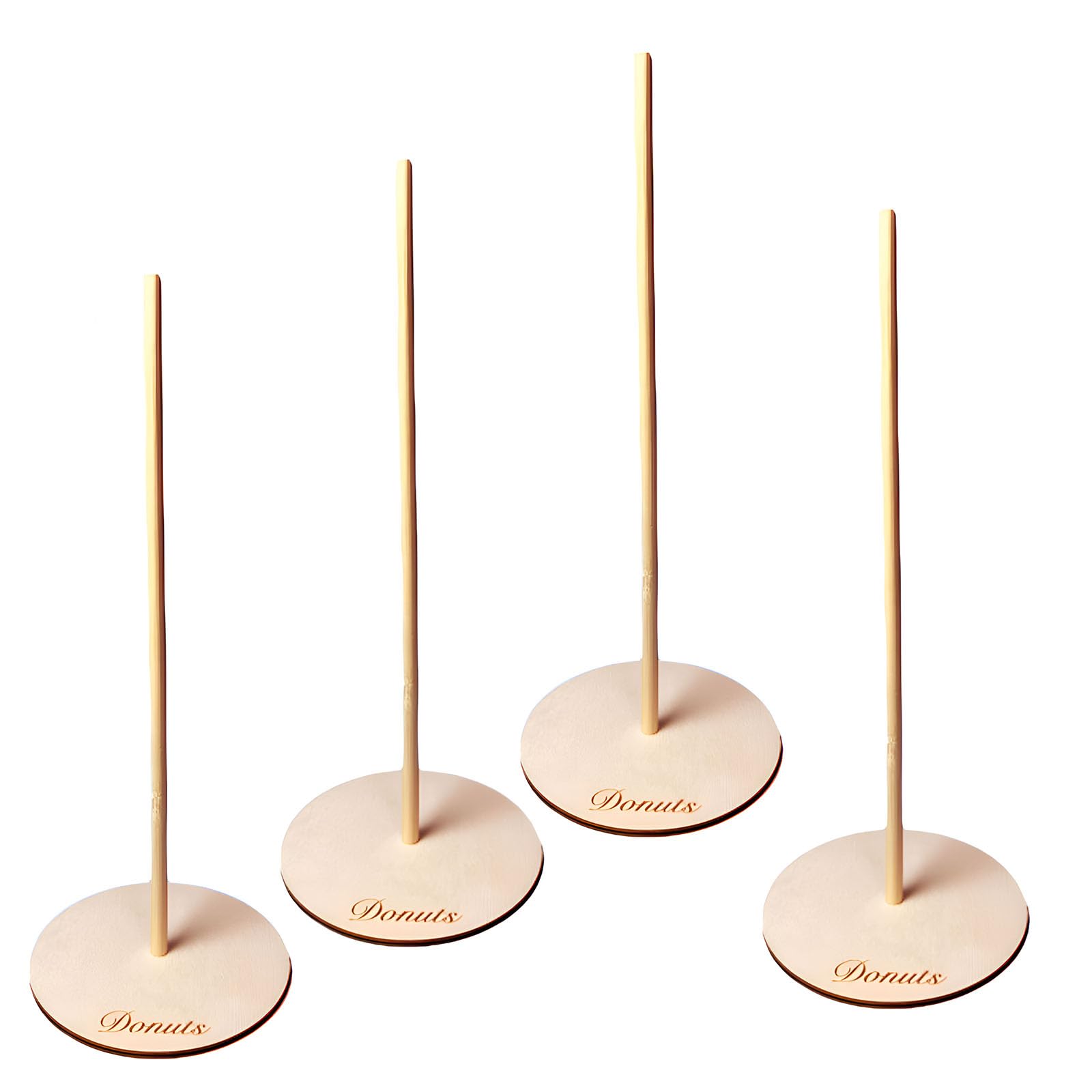 4-Pack Wooden Donut Stand Set - Elegant Donut Holder & Tower Display for Dessert Tables, Weddings, Birthdays, Baby Showers, Class Reunions & Party Decor - Perfect for Bakery Displays, Coffee Shop Countertops & Home Kitchen Organization