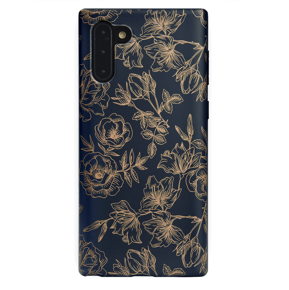 Floral Rose Gold Chrome Samsung Galaxy Phone Case - Elegant Protective Cover for Galaxy S21/S22/S23 - Perfect for Everyday Use & Special Occasions