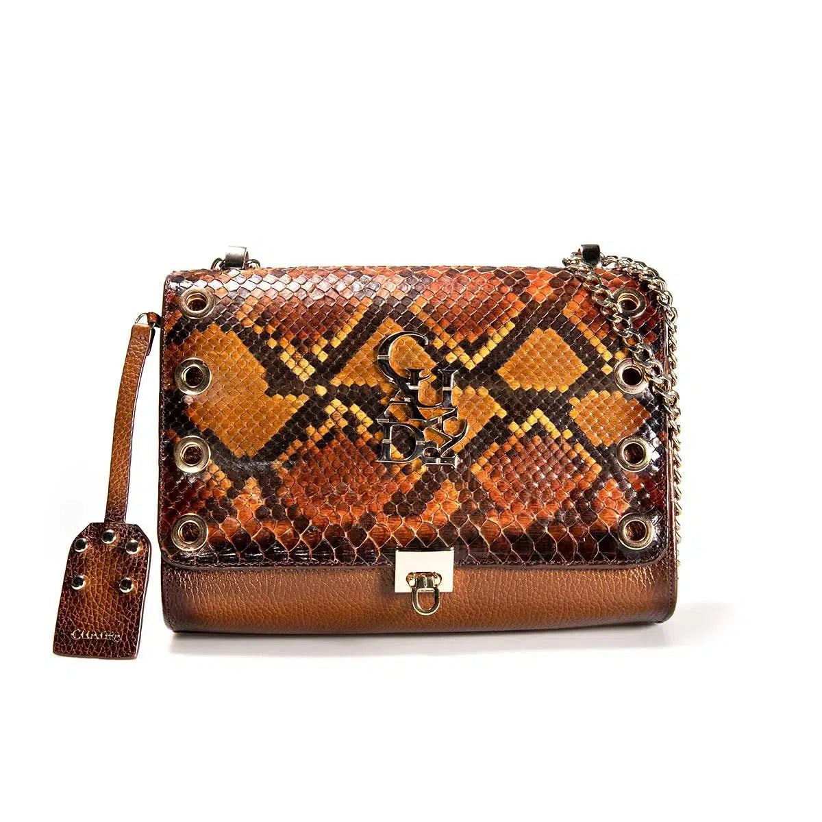 BOD53PI Women's Western Style Casual Leather Python Shoulder Bag in Cuadra Brown - Perfect for Everyday Use, Travel, and Fashion Accessories