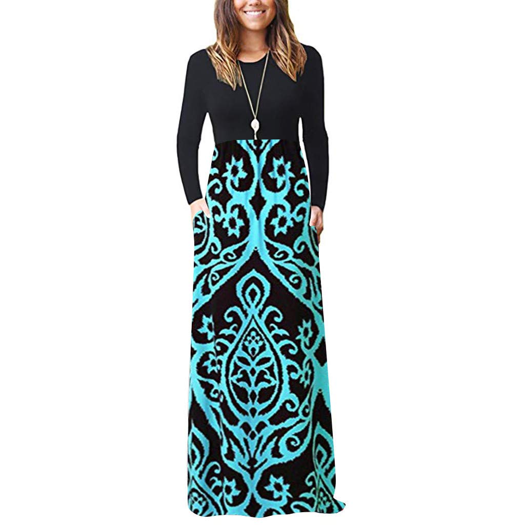 Plus Size Maxi Dresses for Women - Long Sleeve Floral Beach Dress with Pockets | Casual Loose Fit Summer Dress for Vacation & Daily Wear | Perfect for Beach, Date Nights, Travel, Picnics, Brunch, Garden Parties & Weekend Strolls | Ideal for Summer Getaways, Outdoor Events & Relaxing Outings | Great for Church, Shopping & Casual Outings | Versatile for Work, Date Night, Beach Cover Up & Evening Walks