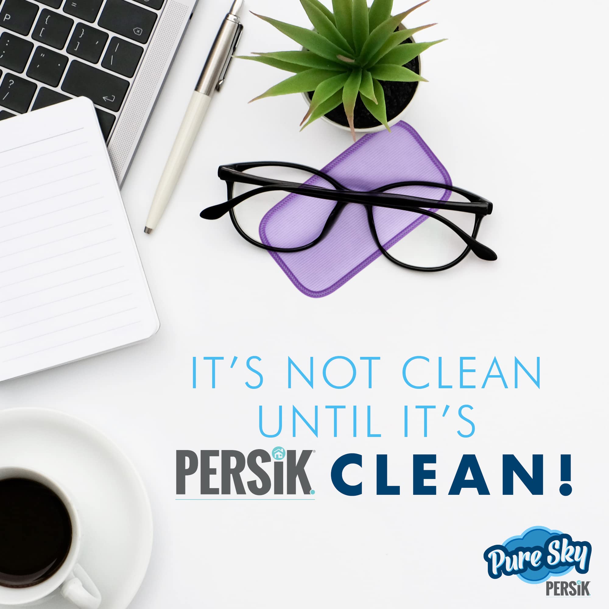 Pure-Sky Premium Microfiber Eyeglass Cleaning Cloth - Streak-Free Lens Wipes for Glasses, Screens & Cameras - No Wiping Marks - 3 Pack - Perfect for iPhone, iPad, Tablets & Eyewear - Ideal for Home, Office & Travel Use