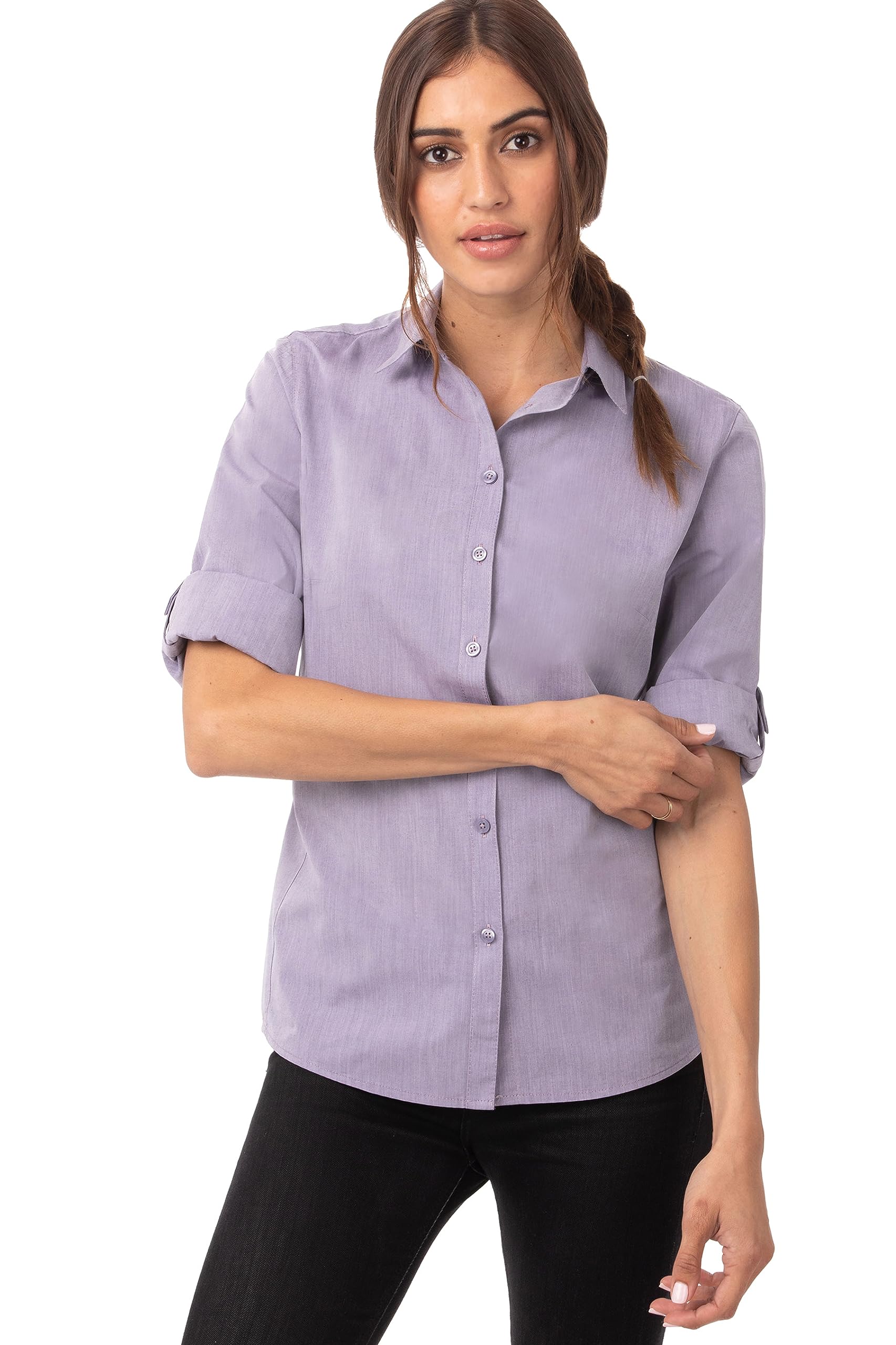 Chef Works Women's Modern Chambray Dress Shirt - Professional Kitchen Uniform for Female Chefs & Waitresses - Perfect for Restaurants, Catering & Culinary Schools