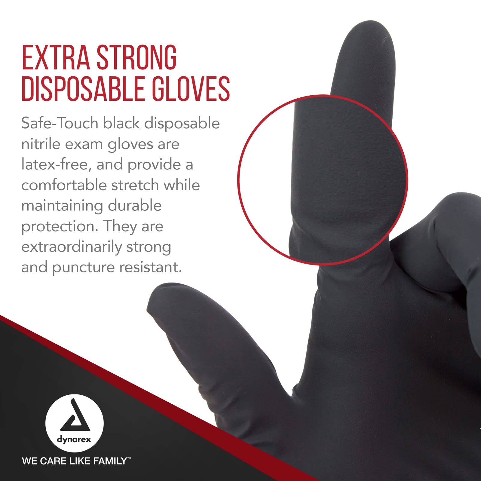 Dynarex Safe-Touch Black Disposable Nitrile Exam Gloves - Powder-Free, Extra Large (XL) - 1 Case (10 Boxes x 100 Gloves) - Medical Grade, Latex-Free - Ideal for Healthcare, Dental, Food Service & Industrial Use