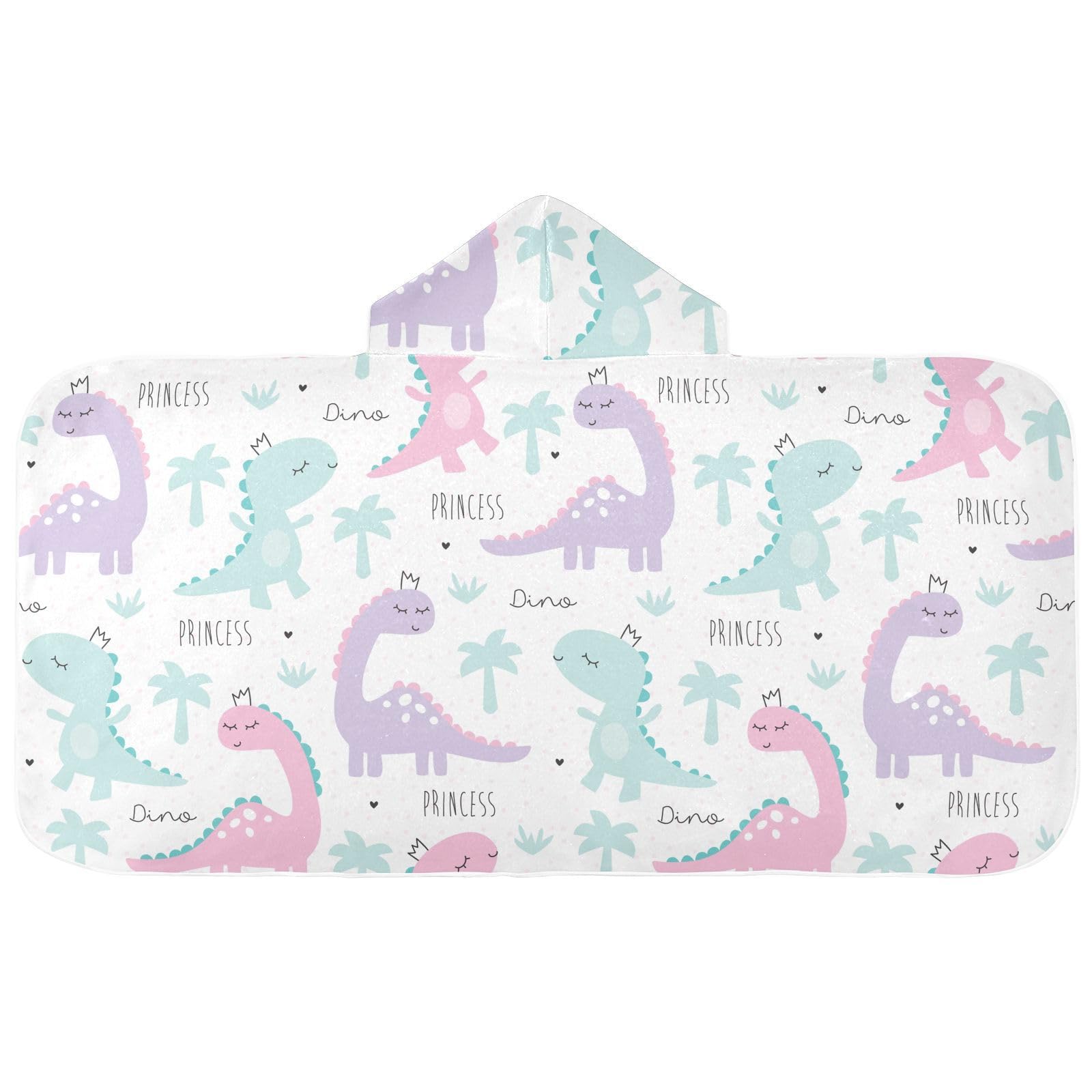 GOODOLD Princess Dinosaur Kids Hooded Bath Towel 24x50 Inches | Soft & Cozy Baby Towel Wrap for Boys & Girls | Super Absorbent Toddler Towel for Bath, Pool & Beach | Perfect for Swimming, Bath Time & Outdoor Activities