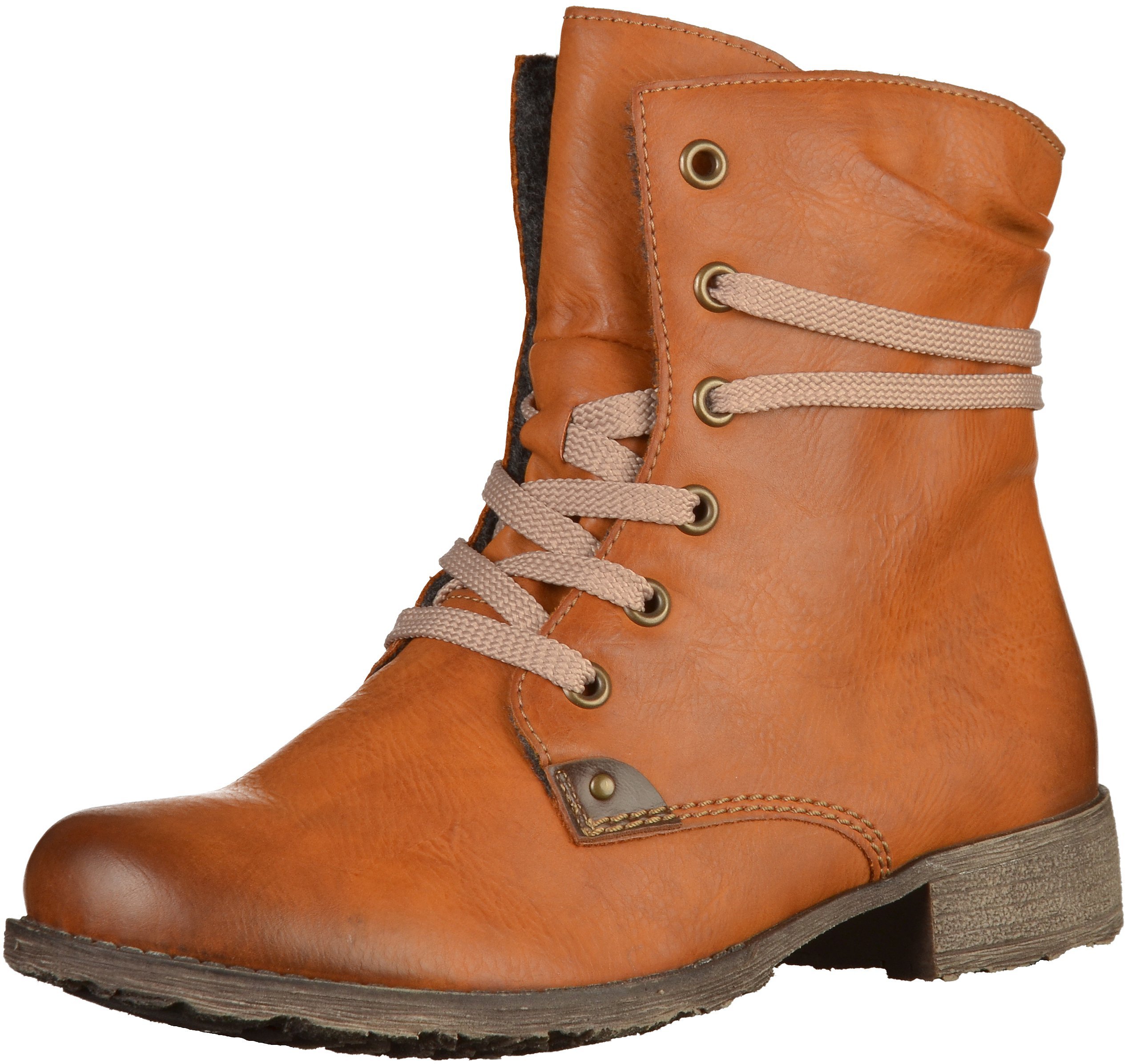 Rieker Women's L. Zipper Boots in Cayenne/Chestnut - Size 38 M EU - Stylish & Comfortable Ankle Boots for Fall & Winter Fashion