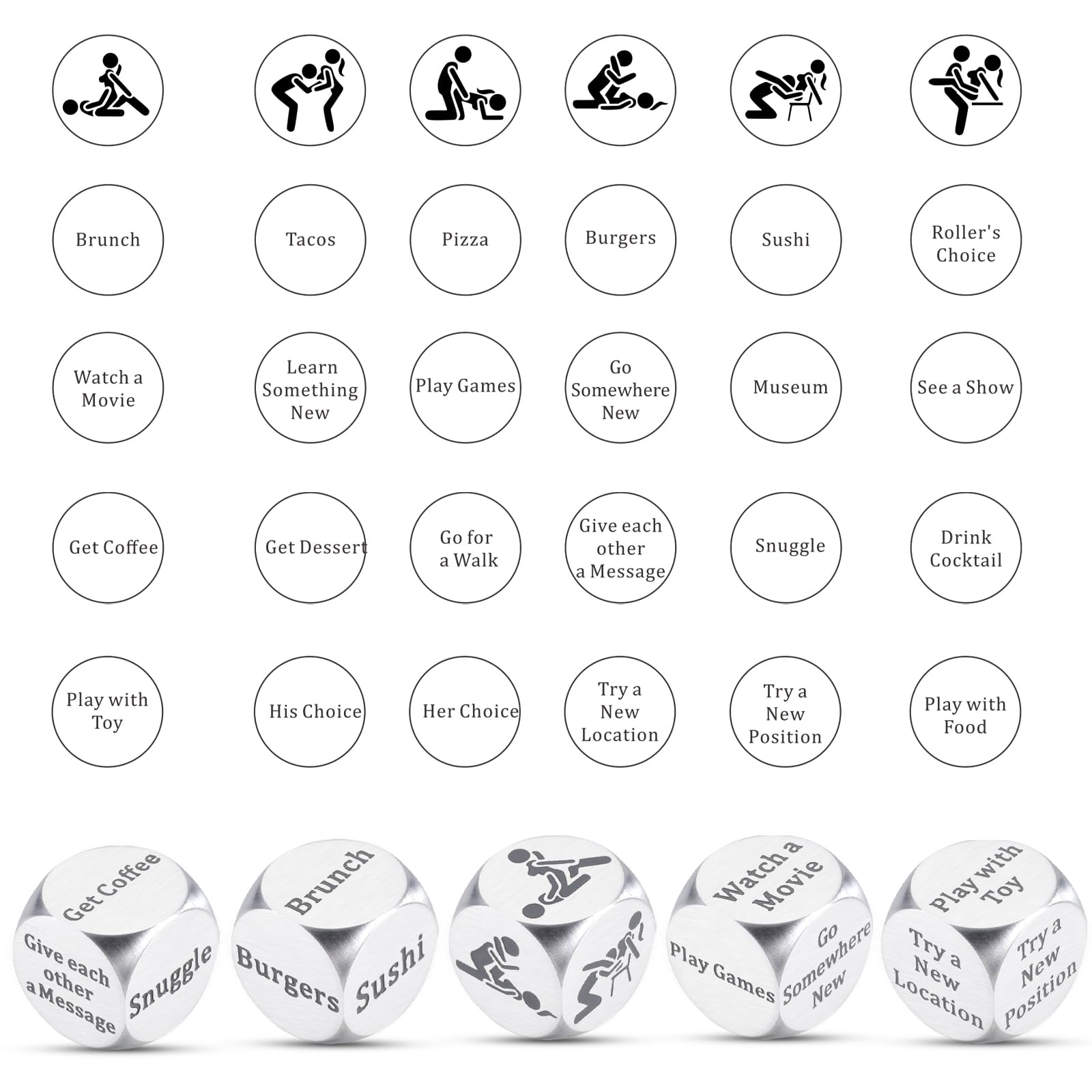VANLOVEMAC Anniversary Date Night Dice Set for Couples - Fun Romantic Game for Women & Men, Boyfriend & Girlfriend, Wife & Husband - Perfect Valentine's Day, Christmas, 11th Anniversary & Wedding Gift - Great for Date Nights, Romantic Evenings & Special Occasions