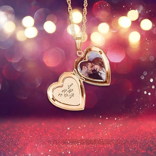 Personalized Always in My Heart Silver & Gold Heart Locket Pendant Necklace - 3/4 Inch Engravable Jewelry Gift for Men & Women - Includes 18 Inch Cable Chain - Perfect for Anniversaries, Valentine's Day & Memorial Gifts