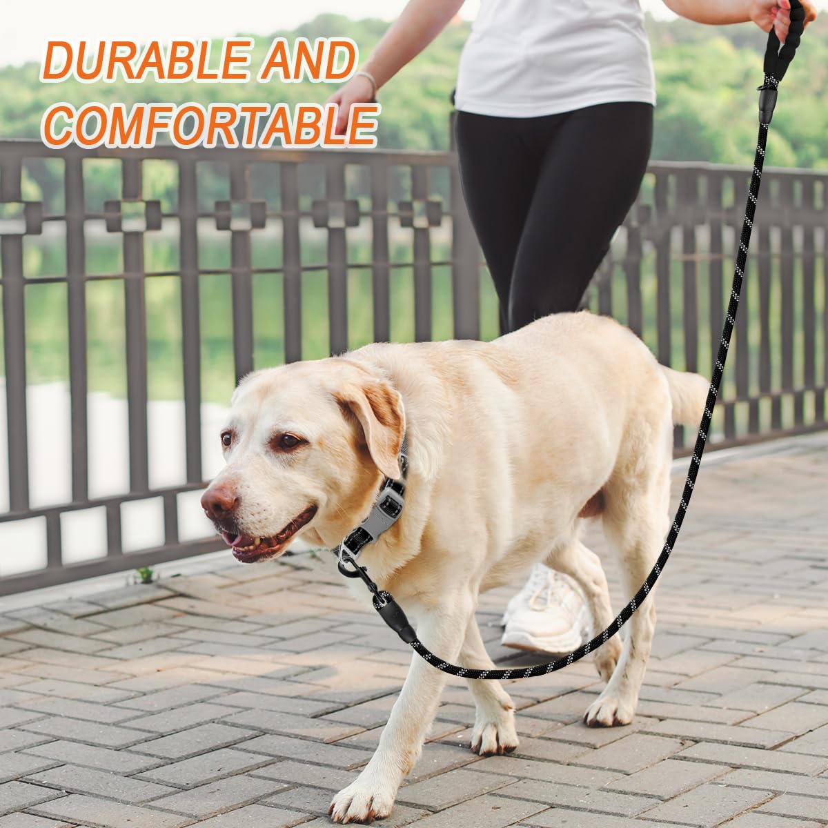 BARKBAY Heavy Duty Dog Leash 2 Pack - 5FT Strong Reflective Leashes with Padded Handle for Large Dogs, Walking, Training & Running | Durable Pet Accessories for Outdoor Adventures (Black+Black, 5FT-1/2)