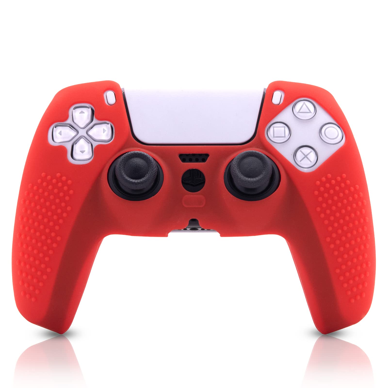 ECHZOVE Red PS5 Controller Skin - Gaming Protection Cover for Enhanced Grip