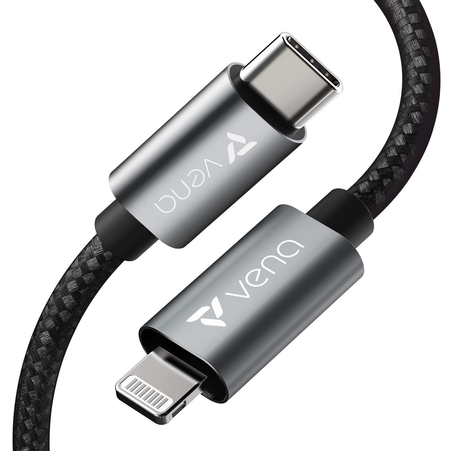 FosPower Vena 10FT USB C to Lightning Cable - Apple MFI Certified 18W Fast Charging Nylon Braided Cord for iPhone 14/13/12/11/X/SE & iPad Pro/Air | Durable Charger for Home, Office, Car & Travel Use