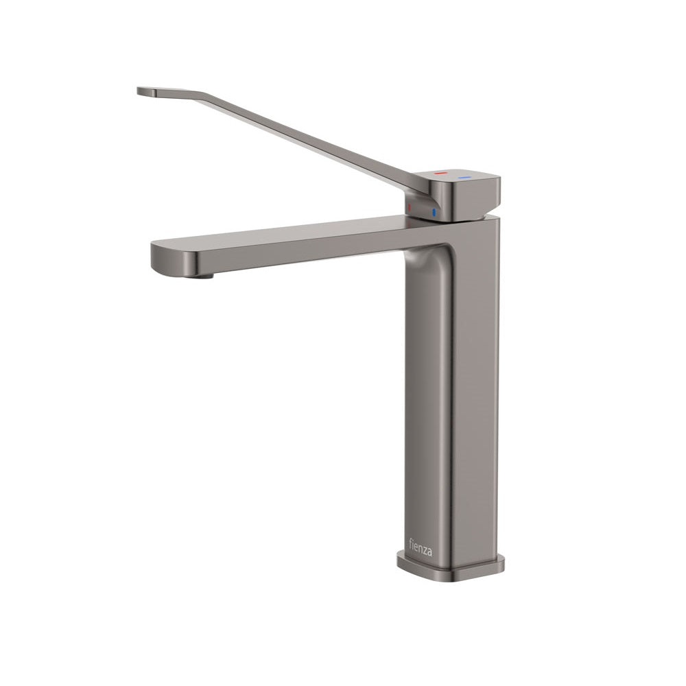 Fienza 233110DGM Tono Care Medium Basin Mixer Faucet in Gunmetal Finish - Perfect for Modern Bathroom & Vanity Sink Installation
