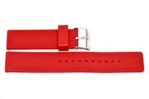 24MM Red Rubber Silicone Composite Link Watch Band - Durable & Comfortable Replacement Strap for Men's Watches - Perfect for Sports, Outdoor Activities & Everyday Wear
