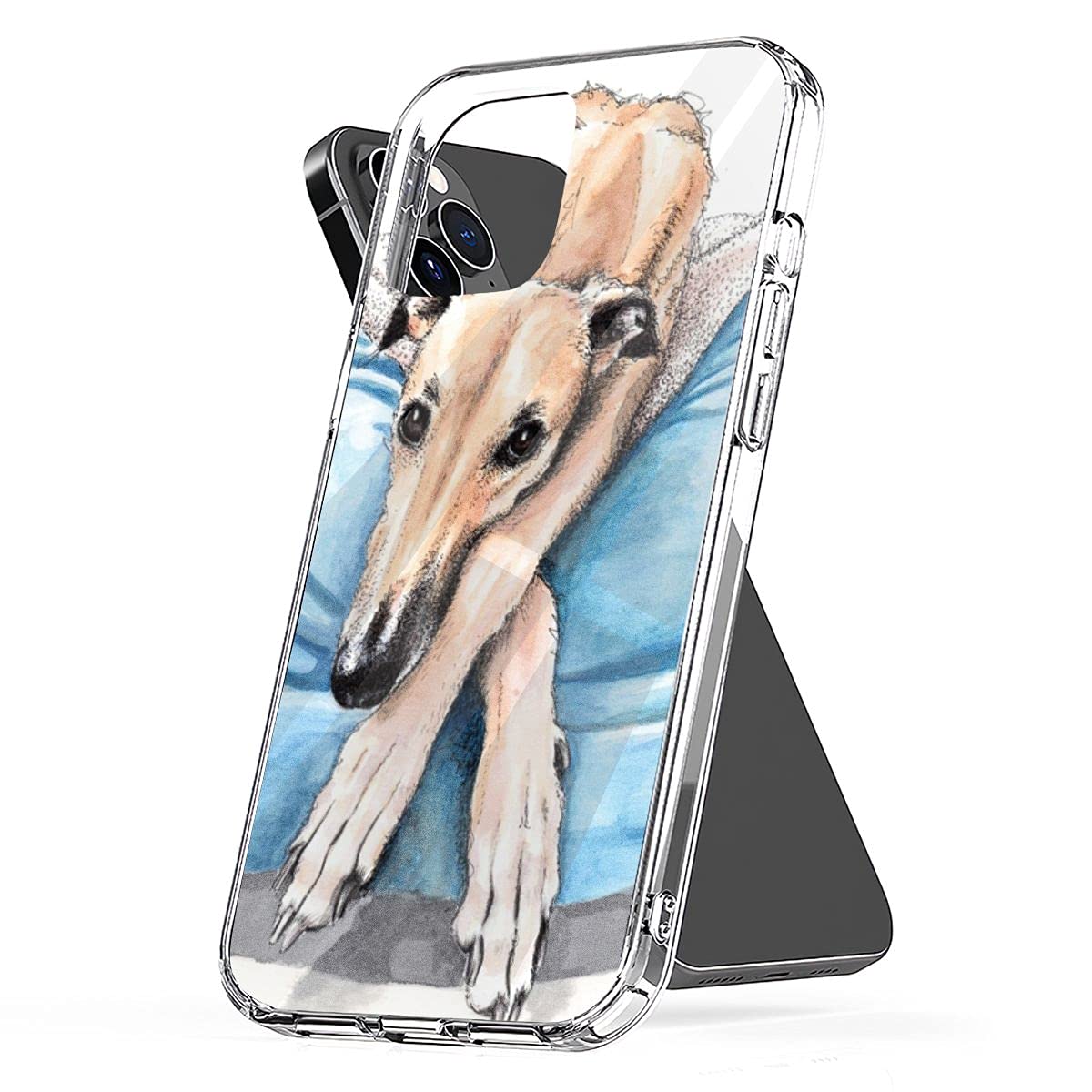 【Google SEO Optimized】Greyhound on Blue Bed Phone Case for iPhone 12 Pro Max - Durable Protective Cover with Slim Fit Design | Perfect for Everyday Use, Travel & Outdoor Activities