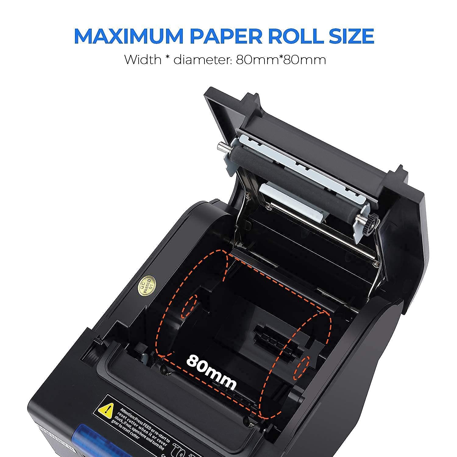 MUNBYN P068 80mm Thermal Receipt Printer with Auto Cutter - USB/Serial/Ethernet Connectivity, ESC/POS & Cash Drawer Support for POS Systems | Ideal for Retail Stores, Restaurants & Small Businesses