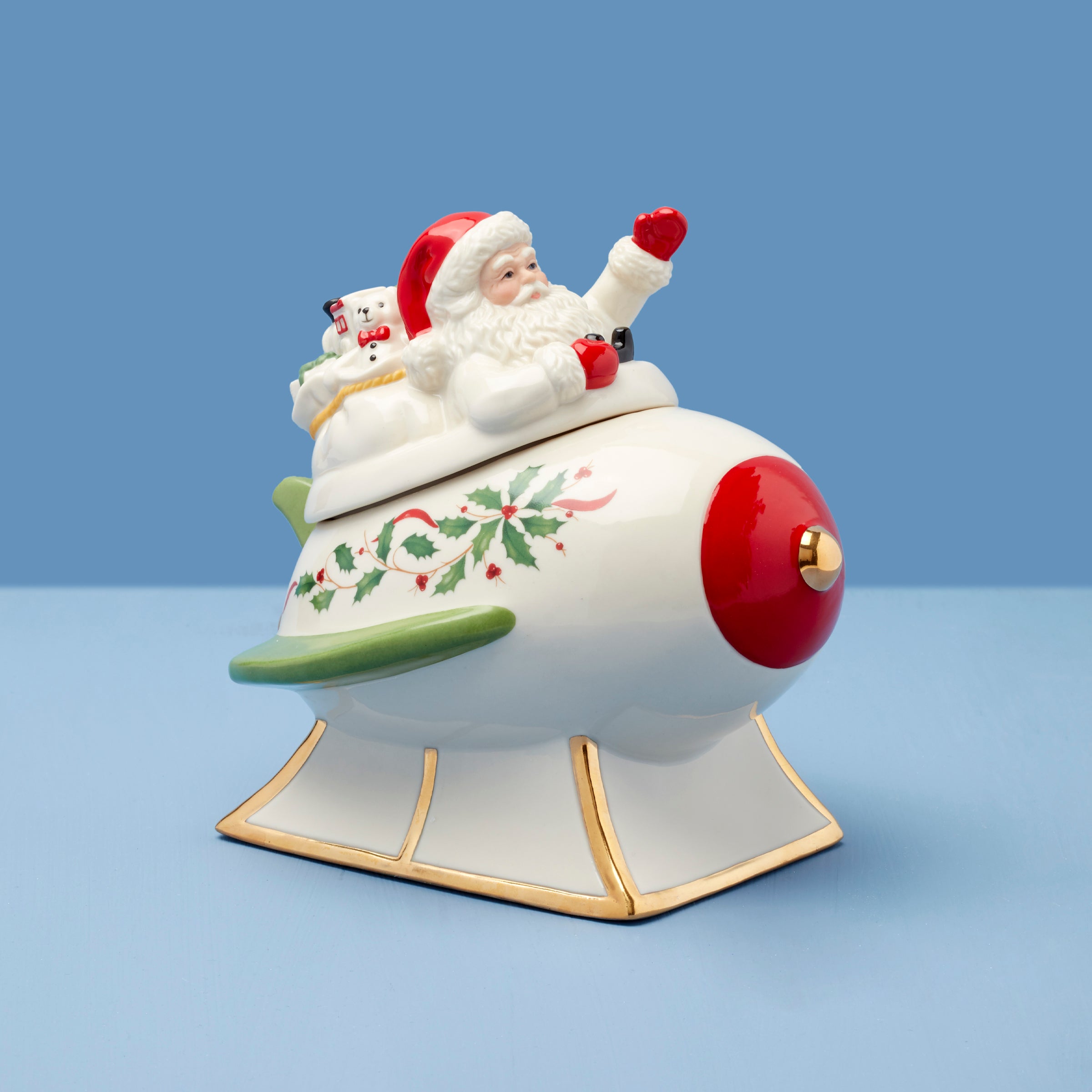 Festive Santa Rocket Candy Dish for Christmas - Holiday Candy Bowl for Parties, Home Decor & Gift Giving