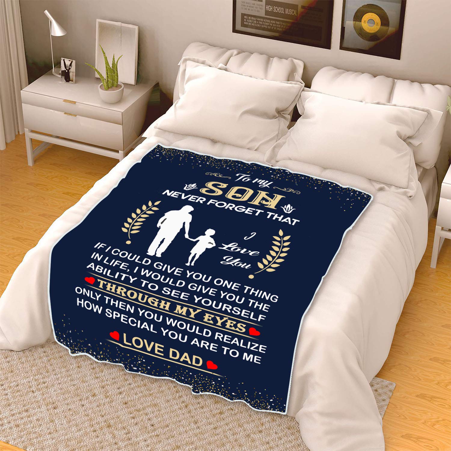 Premium Fleece Sherpa Blanket for Kids - Soft & Cozy 60x80 Inches, Never Forget That to My Son Blanket, Believe in Yourself Inspirational Gift for Children's Day, Birthday & Christmas - Perfect for Bedtime, Snuggling & Relaxation