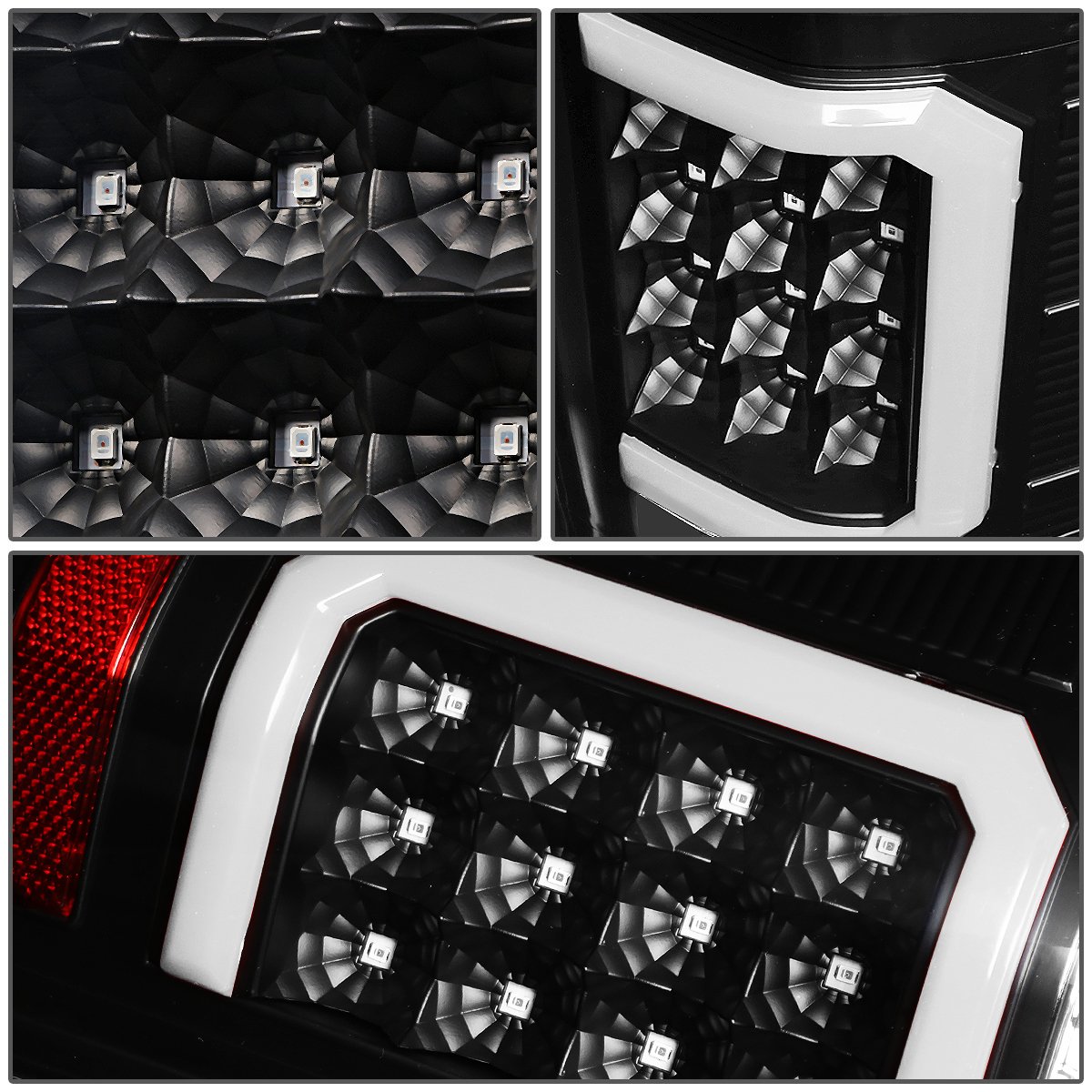 Auto Dynasty C-Shape LED Tail Lights Brake Lamps for 2007-2014 Chevy Silverado - Driver & Passenger Side, Black Housing with Clear Lens - Enhanced Visibility & Style for Night Driving & Custom Builds
