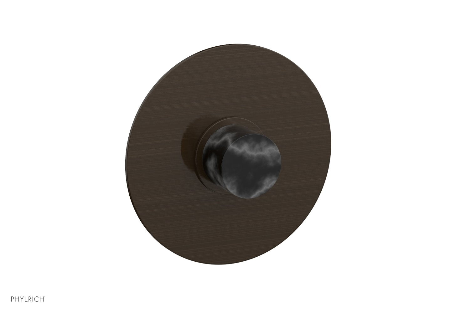 BASIC II 3/4 Thermostatic Round Shower Trim Plate with Black Marble Handle - Modern Bathroom Faucet for Luxury Showers (Model 4 182) | Perfect for Spa-Like Bathroom Renovations