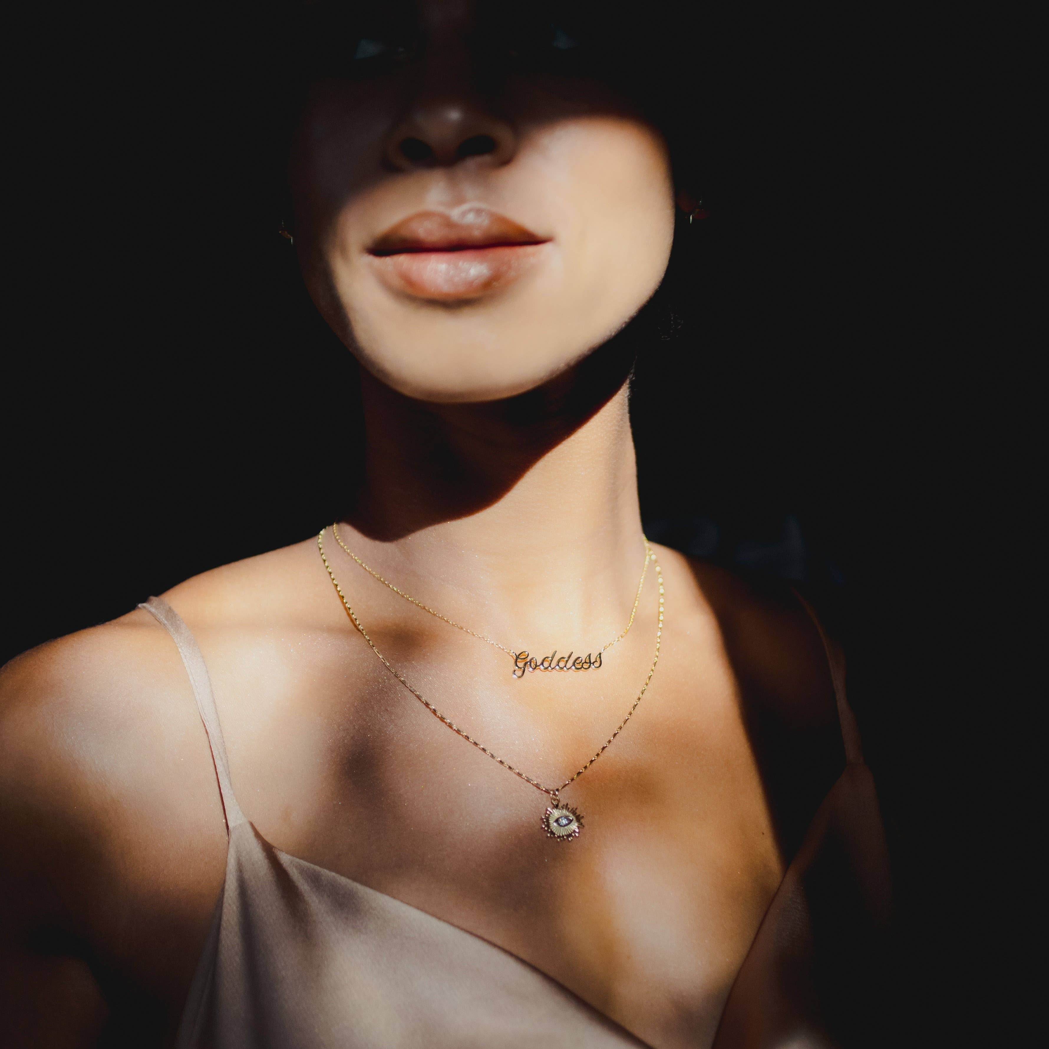 Elegant Goddess Gold Necklace for Women - 18K Gold Plated Layering Chain Jewelry - Perfect for Weddings, Parties & Everyday Wear