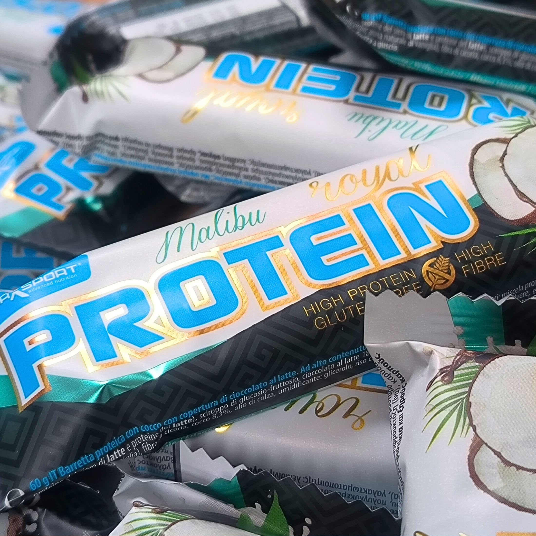 MaxSport Nutrition Royal 25% Protein Bar - Gluten Free High Protein Snack 24x60g (24 Pack) | Coconut Malibu Flavor | Post-Workout Recovery, Keto Diet & On-The-Go Energy Boost