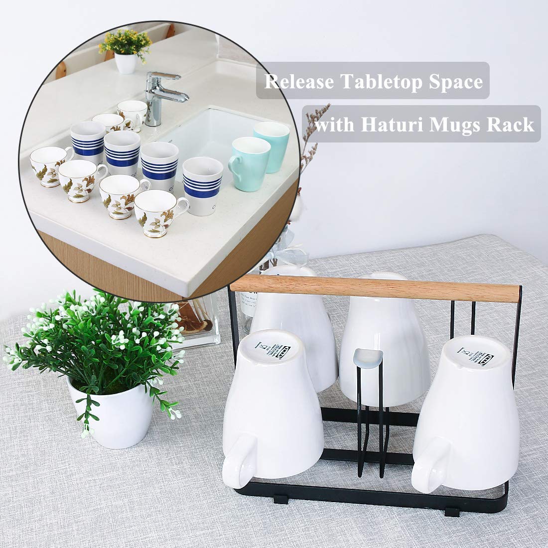 Dime Store Cup Stand - 6 Glass Holder for Kitchen, Home & Restaurants - Organize Coffee & Tea Mugs Perfectly for Countertops & Dining Tables