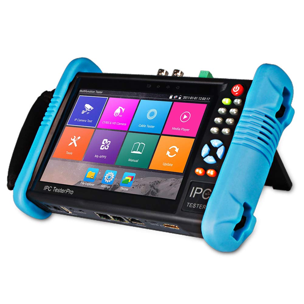 Woshida 7-inch Touch Screen IP Camera Tester - Analog CCTV Tester with Built-in WiFi, POE/WiFi/HDMI Output & RJ45 TDR (9800PLUS) for Security System Installation & Maintenance
