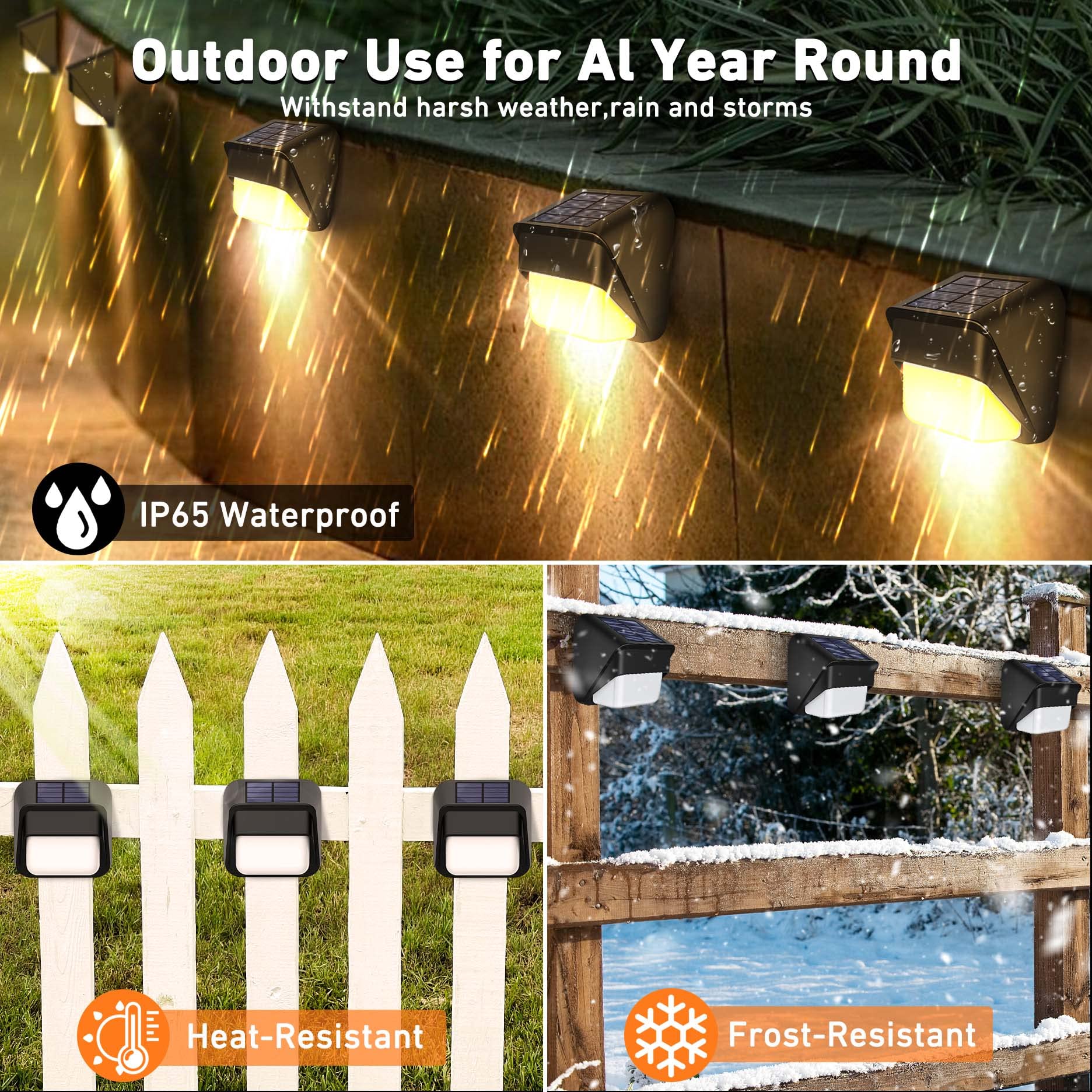 12 Pack Solar Deck Lights - Outdoor Solar Step Lights with Warm White & Cool White LEDs, Waterproof IP65 for Yard, Patio, Stairs & Fence - Perfect for Nighttime Safety and Landscape Decoration