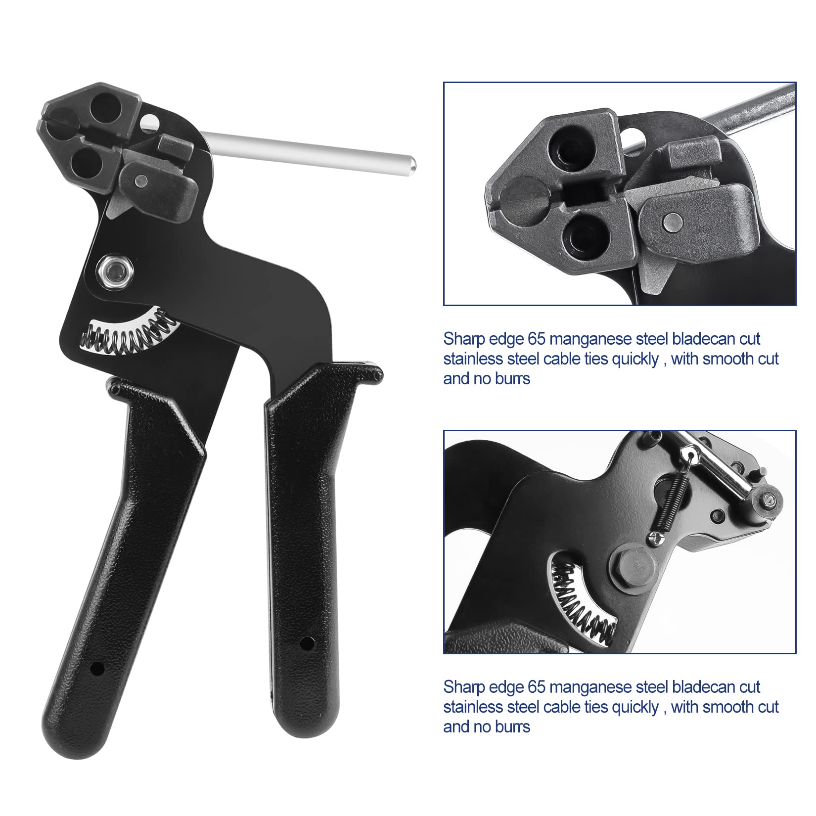 Heavy-Duty Cable Tie Gun Kit with 100 UV-Resistant Stainless Steel Zip Ties & Industrial Scissors - Professional Tightening & Cutting Tool for Electrical Wiring, HVAC, Automotive & Industrial Applications