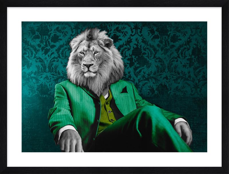 ART PRINT CAFE' – Pop Art Canvas, VizLab Collection, Thoughtful Leader (Modern Pop Version) – Framed Wall Art with Black Border – Perfect for Home Decor, Office & Gift Giving