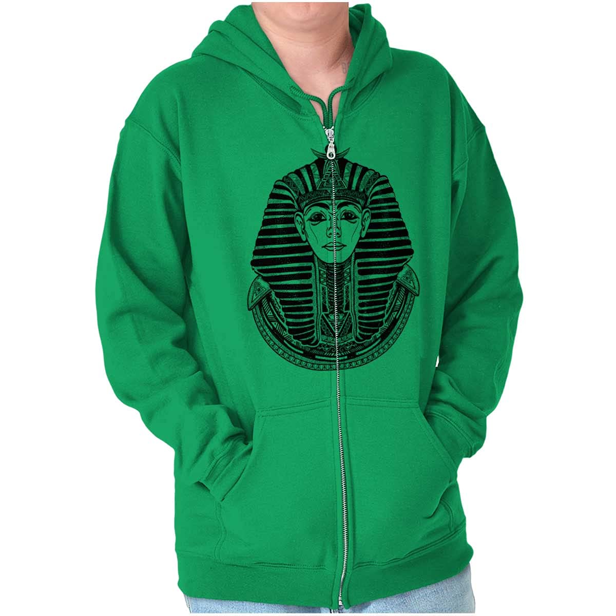 Ancient Egyptian Pyramid Pharaoh Zip Up Hoodie for Men & Women - Casual Streetwear, Cosplay Costume, Historical Theme Outfit