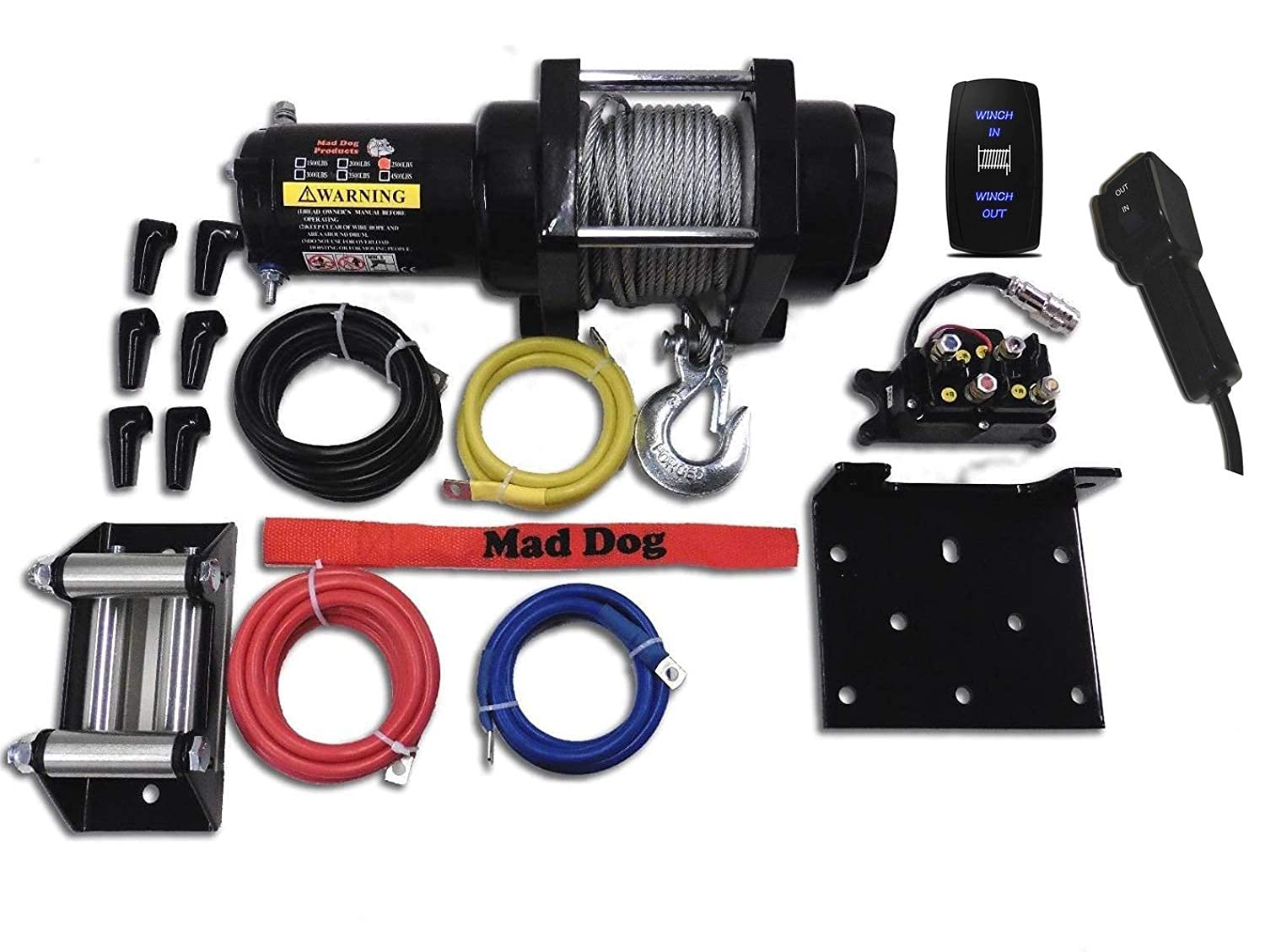 Mad Dog 4500 LB Winch with Mount Kit - Heavy Duty Steel Cable Winch for Bobcat 3200/3400 Series (2011-2014 Models) - Perfect for ATV, UTV & Off-Road Vehicle Recovery