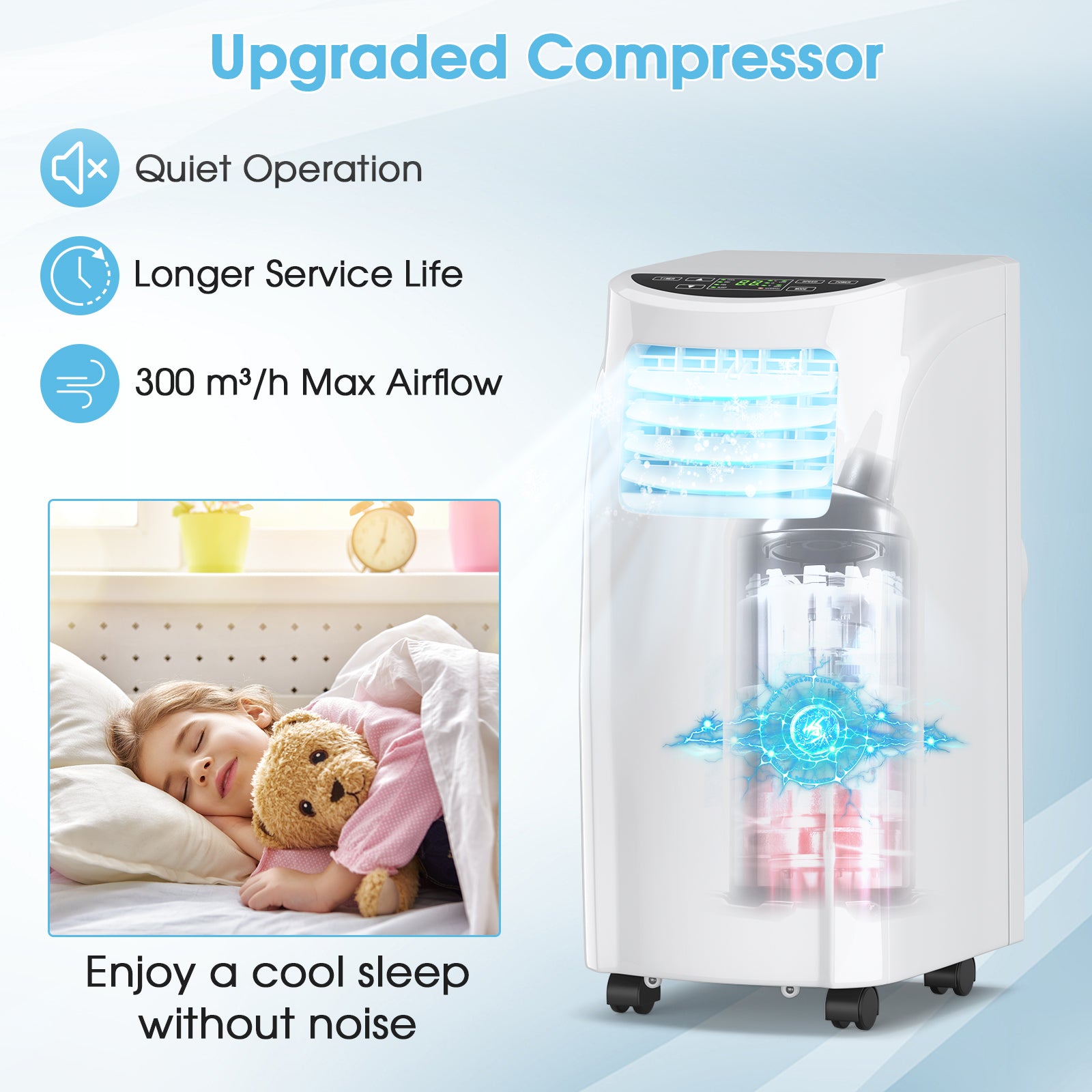 Costway 8000 BTU Portable Air Conditioner with Dehumidifier & Fan - Cools Up to 230 sq. ft, LED Display & Remote Control - Perfect for Bedrooms, Home Offices & Small Apartments