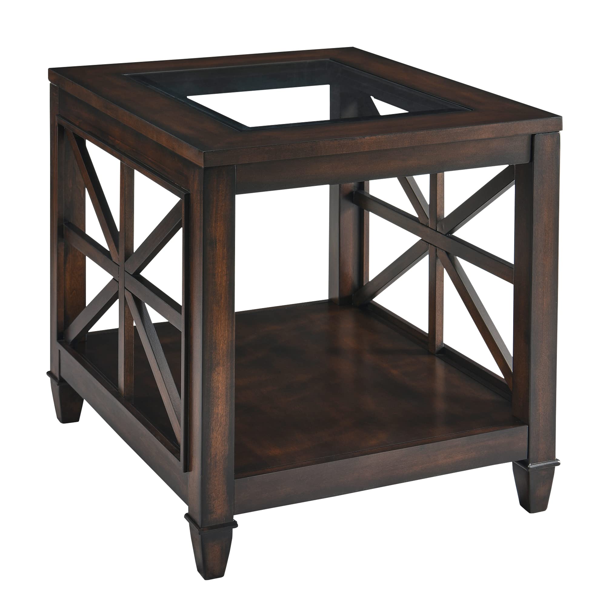 LEEMTORIG Solid Wood Glass End Table - 22.5