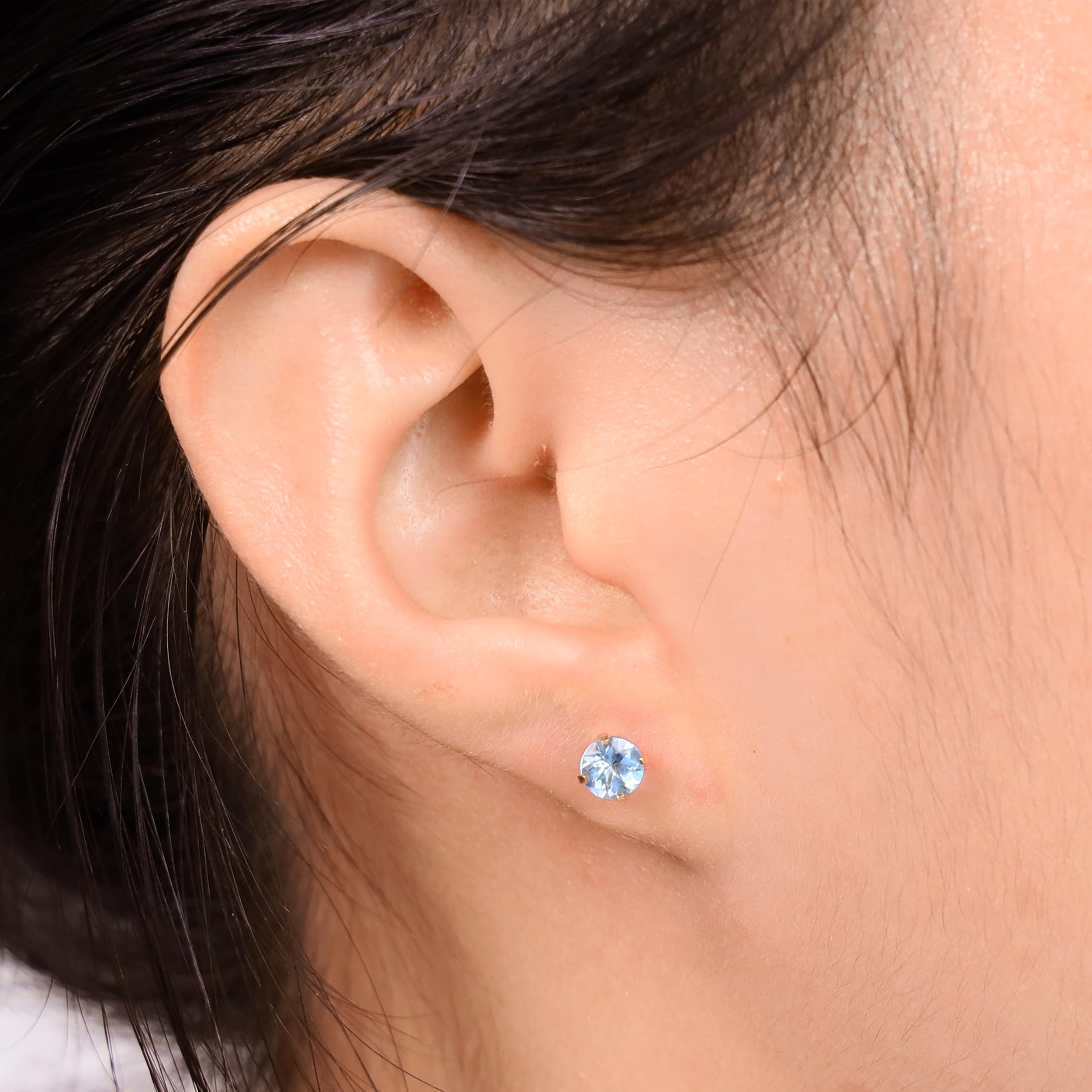 Natural Gemstone Round Stud Earrings for Women - 14k Yellow or White Gold, 5mm Push Back Birthstone Jewelry by Lavari Jewelers | Perfect for Gifts, Birthdays & Everyday Wear