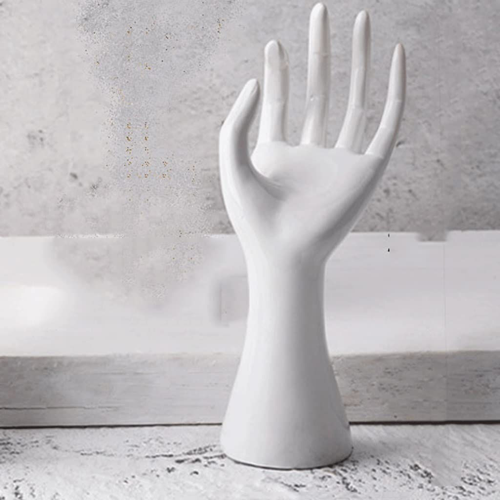 Premium Gold Resin Jewelry Display Stand - Elegant Mannequin Hand for Rings, Necklaces, Bracelets & Watches (White, 22x9cm) - Perfect for Boutique Showcases, Wedding Jewelry Displays & Retail Store Decor