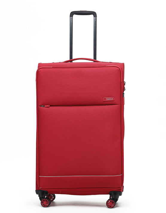 Tosca SO LITE AIR5055 79cm Large Spinner Luggage - Lightweight Expandable Suitcase with 360° Wheels, Perfect for Travel & Business Trips - Red