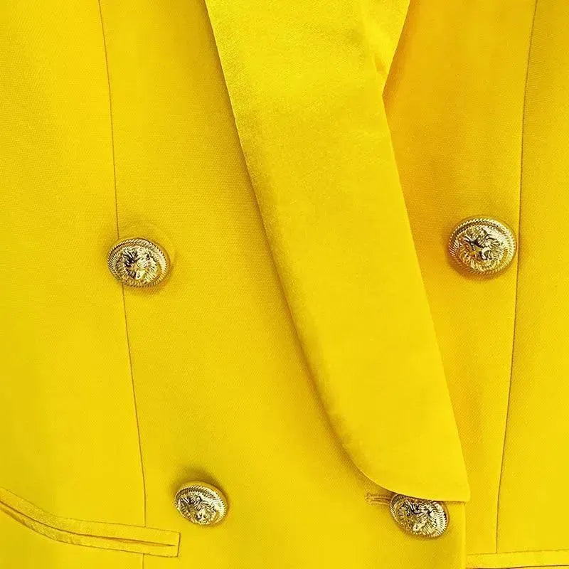 Elegant Yellow Tuxedo Blazer Dress for Women | Formal Evening Gown & Prom Outfit | Perfect for Weddings, Cocktail Parties & Special Occasions