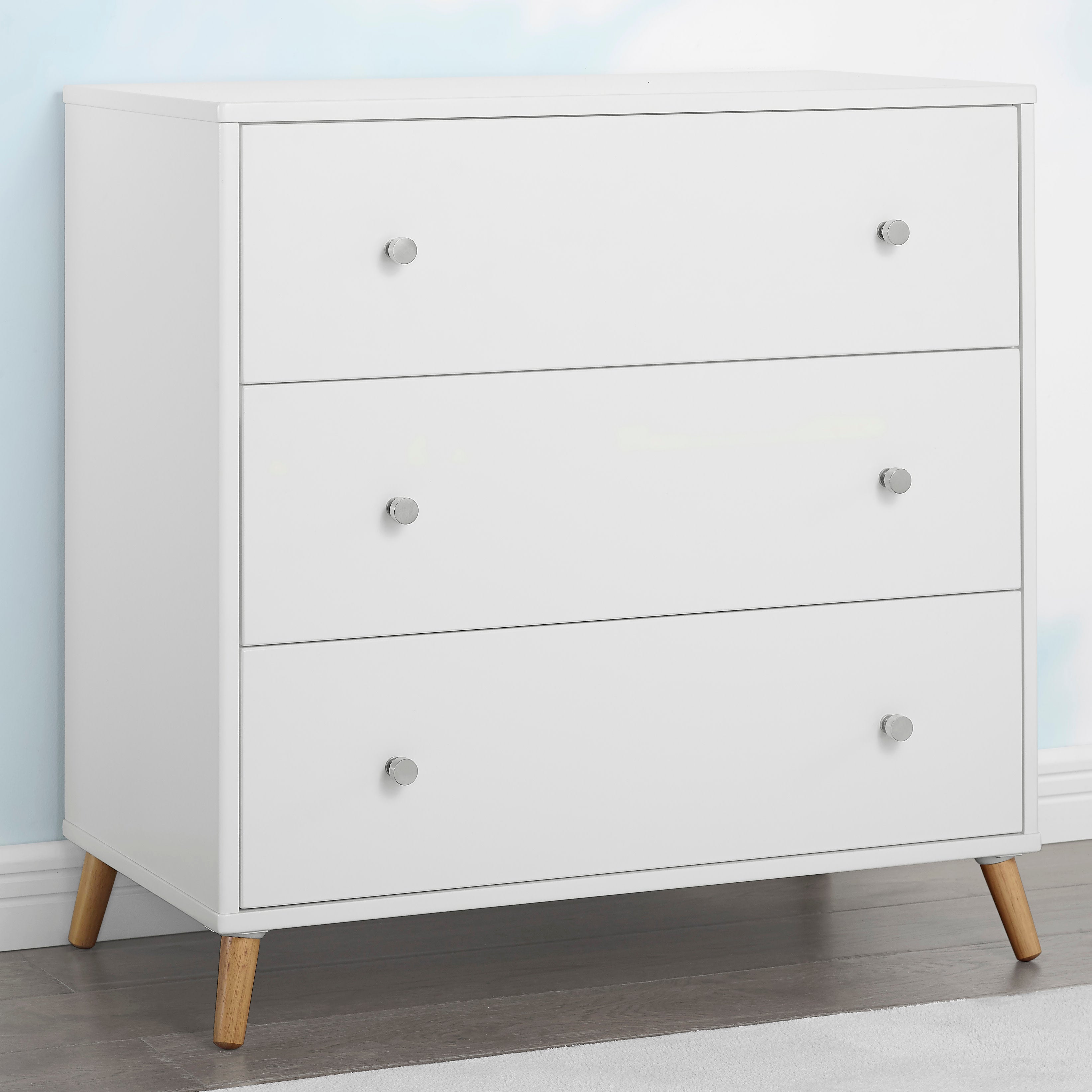 Jordan 3 Drawer Dresser - Modern Wooden Chest of Drawers for Bedroom & Nursery Storage - Perfect for Organizing Clothes, Toys, and Accessories