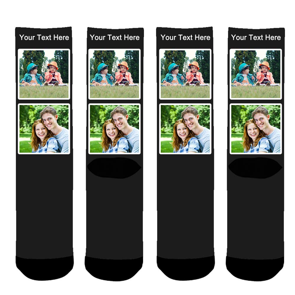 Custom Photo Socks for Women & Men - Personalized with 2 Pictures | Funny & Unique Gift for Couples, Birthday, Christmas | Wear for Parties, Gifts, Casual Outfits