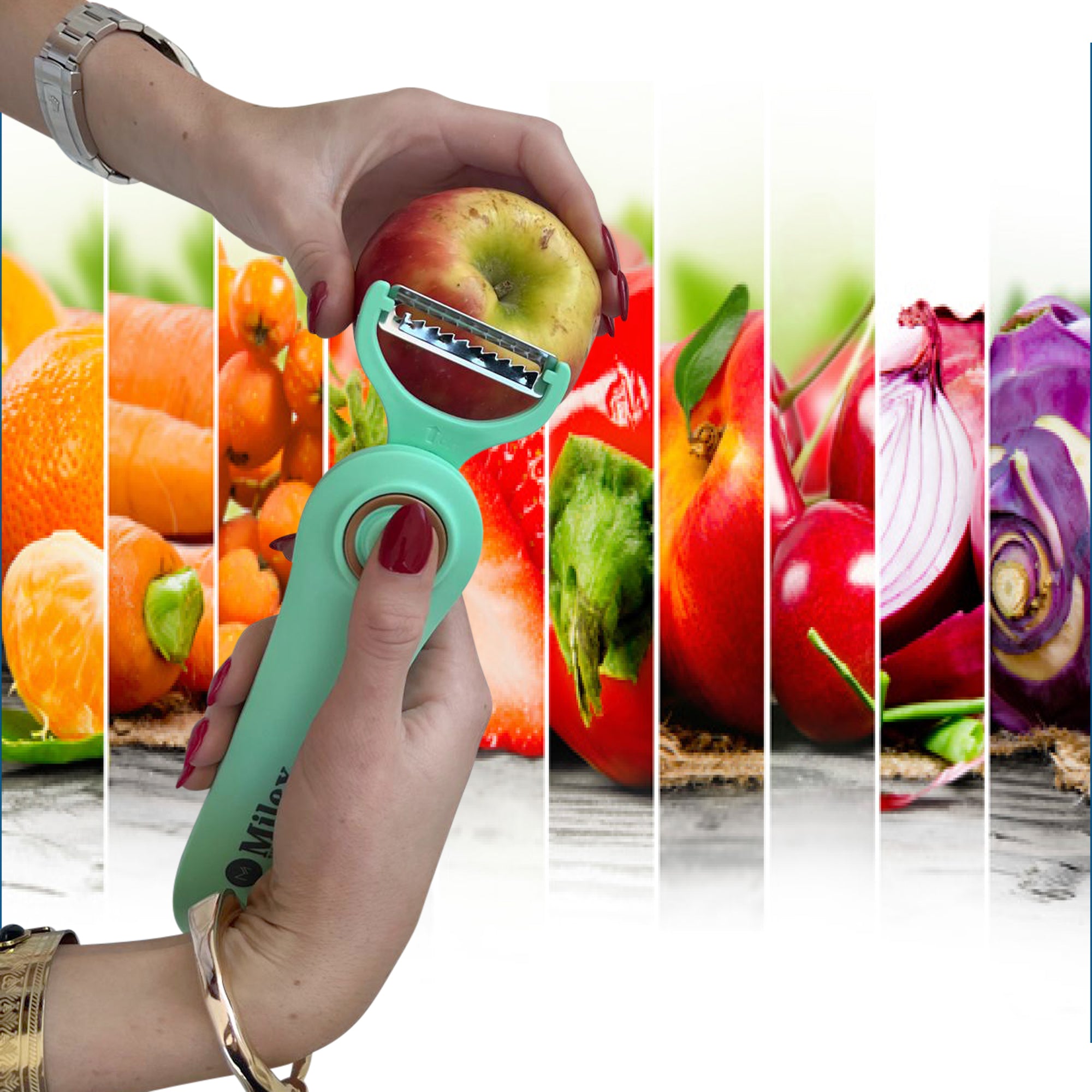 5-in-1 Electric Vegetable Peeler with Recipe Book & Oil Brush - Multi-Function Kitchen Tool for Peeling, Slicing, Grating - Perfect for Potatoes, Carrots, Apples & More