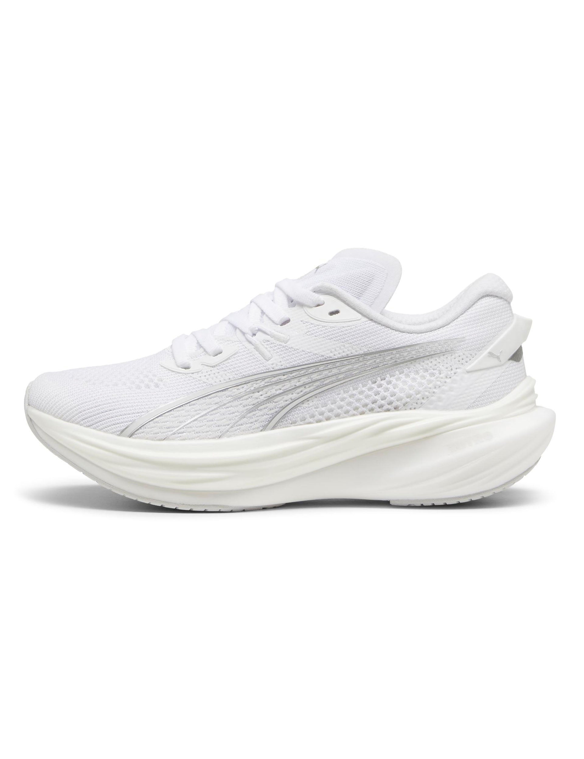 Deviate NITRO 3 Running Shoes for Men & Women - Lightweight Cushioned Athletic Sneakers in White/Feather Grey/Silver - Perfect for Jogging, Gym Workouts & Daily Walking