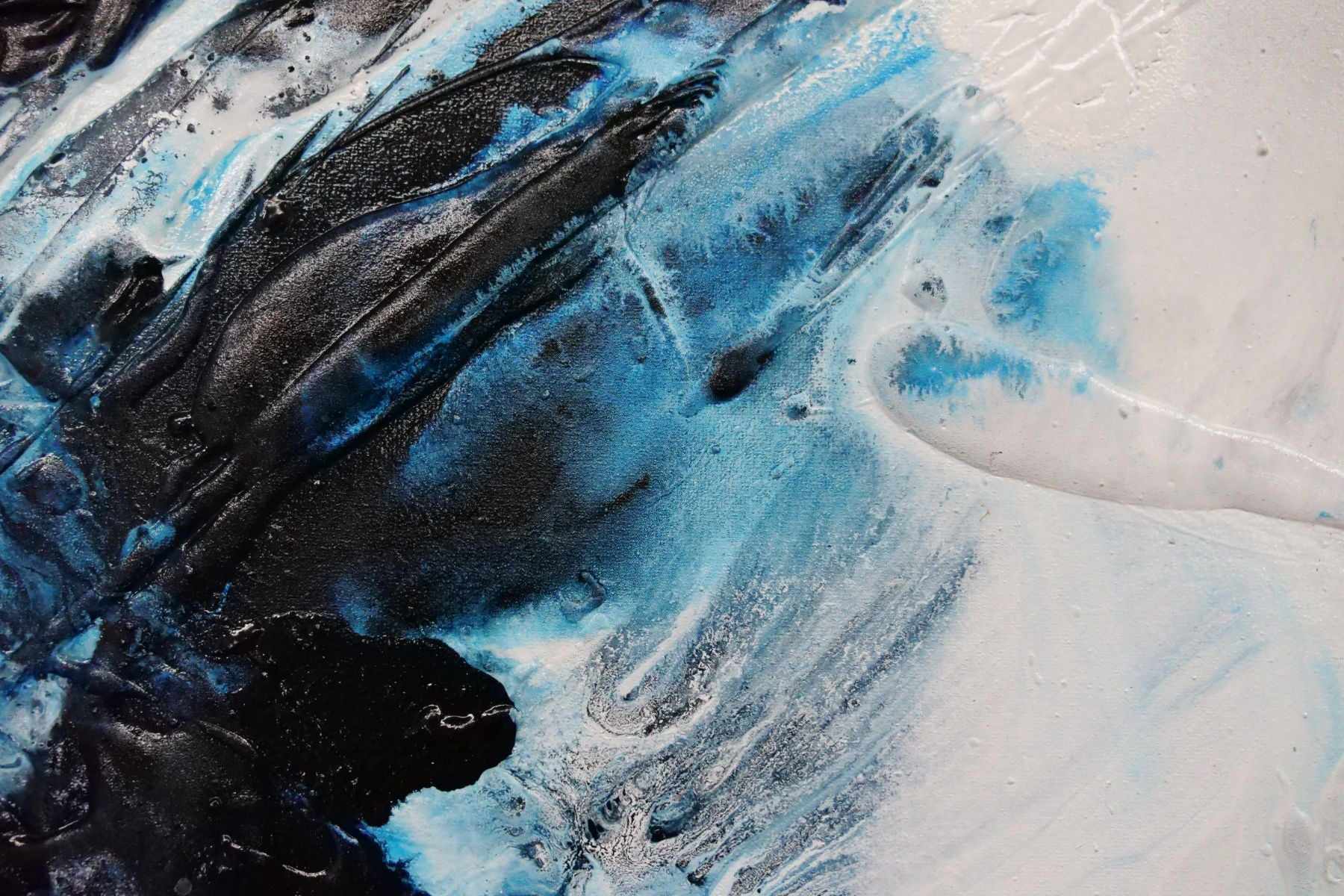 Midnight Genie 160cm x 100cm Blue Grey Textured Abstract Canvas Wall Art - Perfect for Living Room, Bedroom & Office Decor