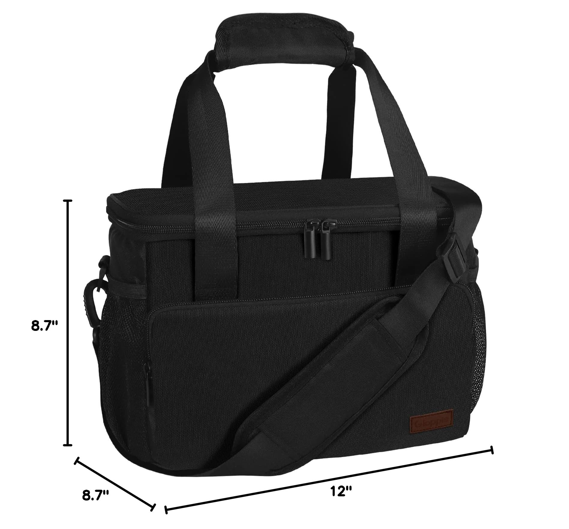 Gloppie Insulated Lunch Bag for Adults - Reusable Thermal Lunch Box for Men & Women - Perfect for Work, Office, Picnics & Outdoor Activities - Black