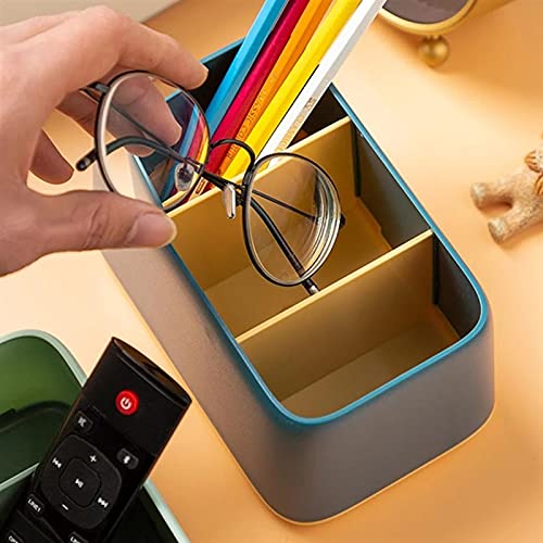 Desktop Remote Control Storage Box - Multi-Grid Organizer for Home & Office - Perfect for Storing Remotes, Keys, and Small Accessories (Blue)