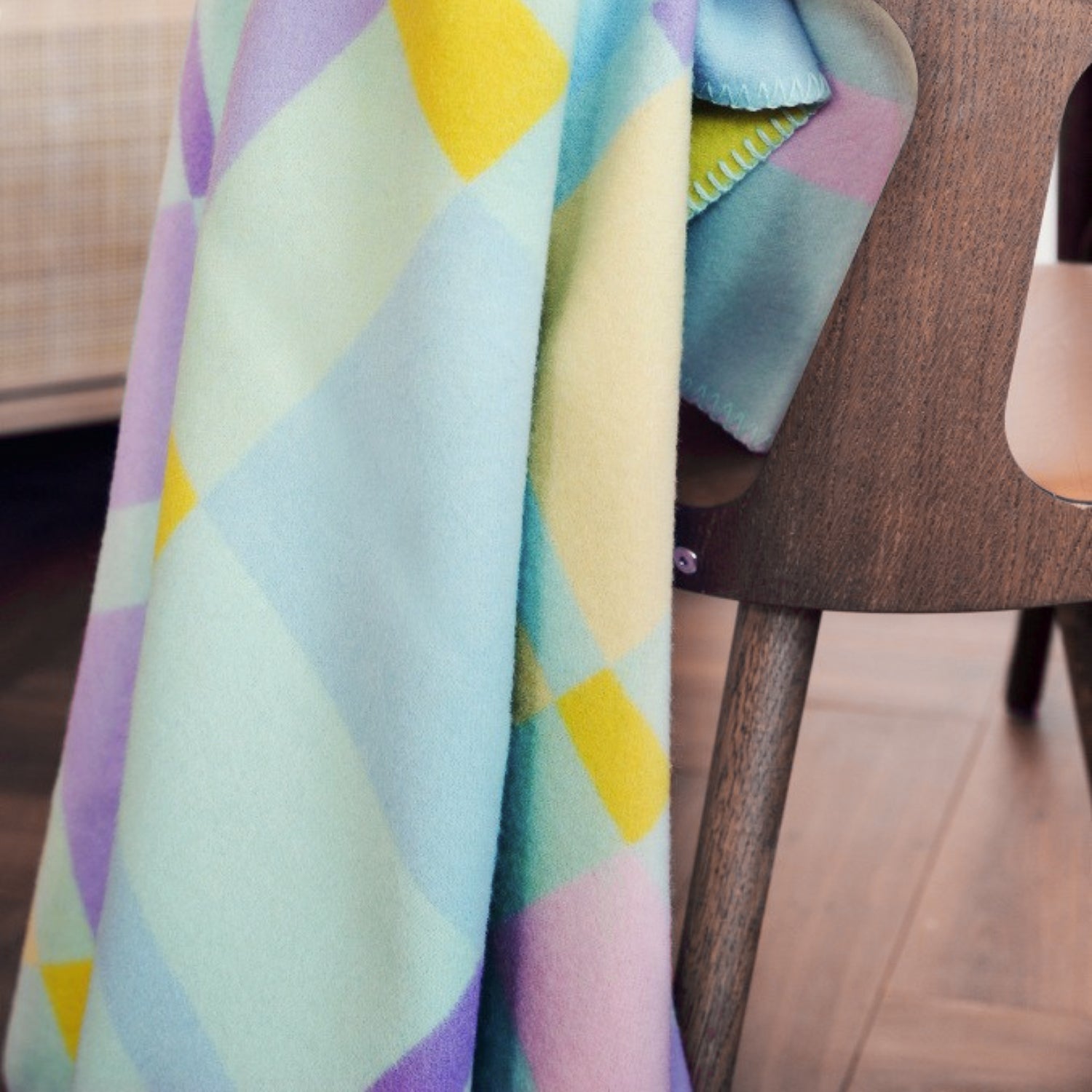 Norwegian Wool Pastel Mosaic Throw Blanket - Soft Cozy Knit Afghan for Couch, Bed & Home Decor - Perfect for Living Room, Bedroom & Gift Giving
