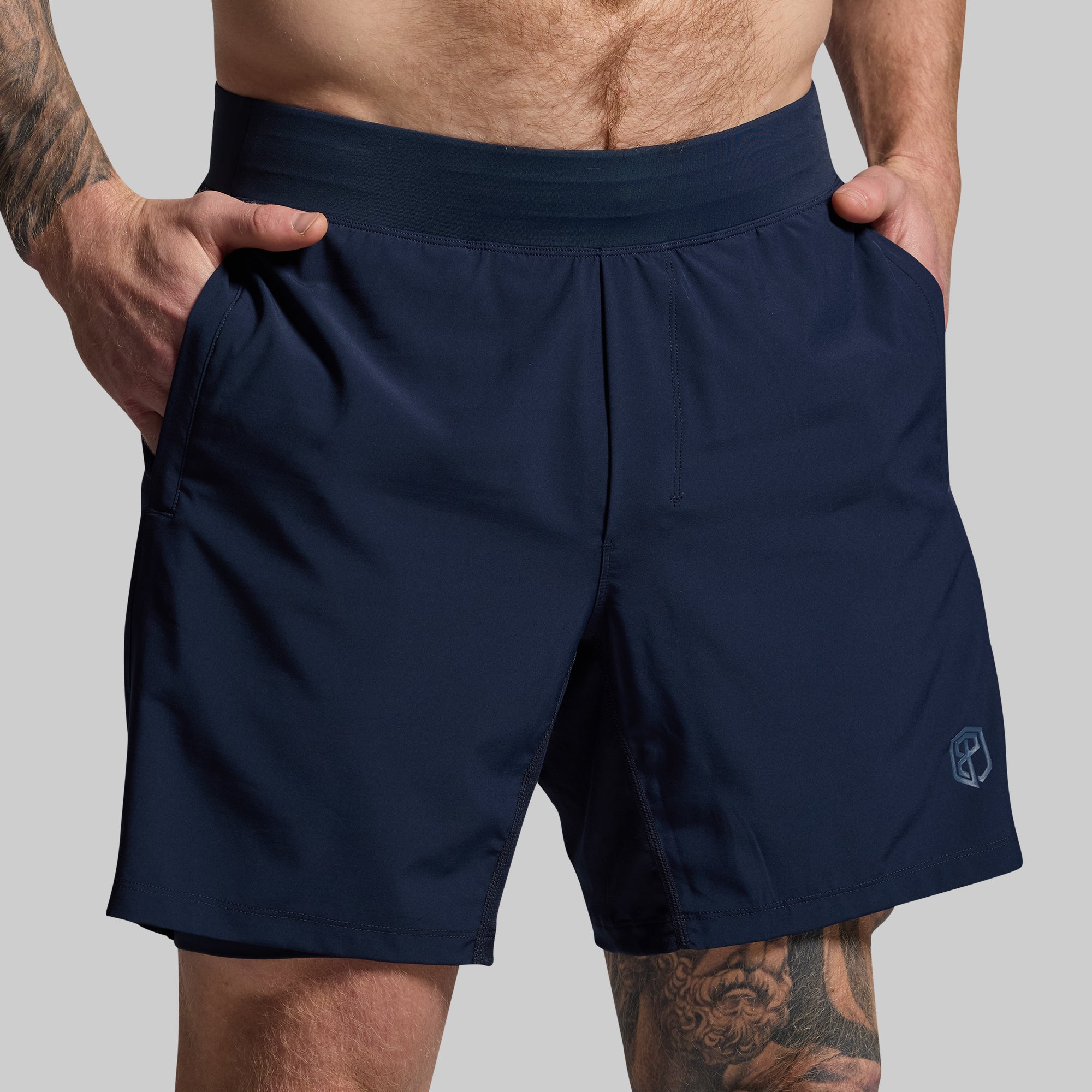 Versatile Compression Shorts for Men - 7-Inch Inseam (BP Navy) | Ideal for Running, Gym Workouts & Active Lifestyle