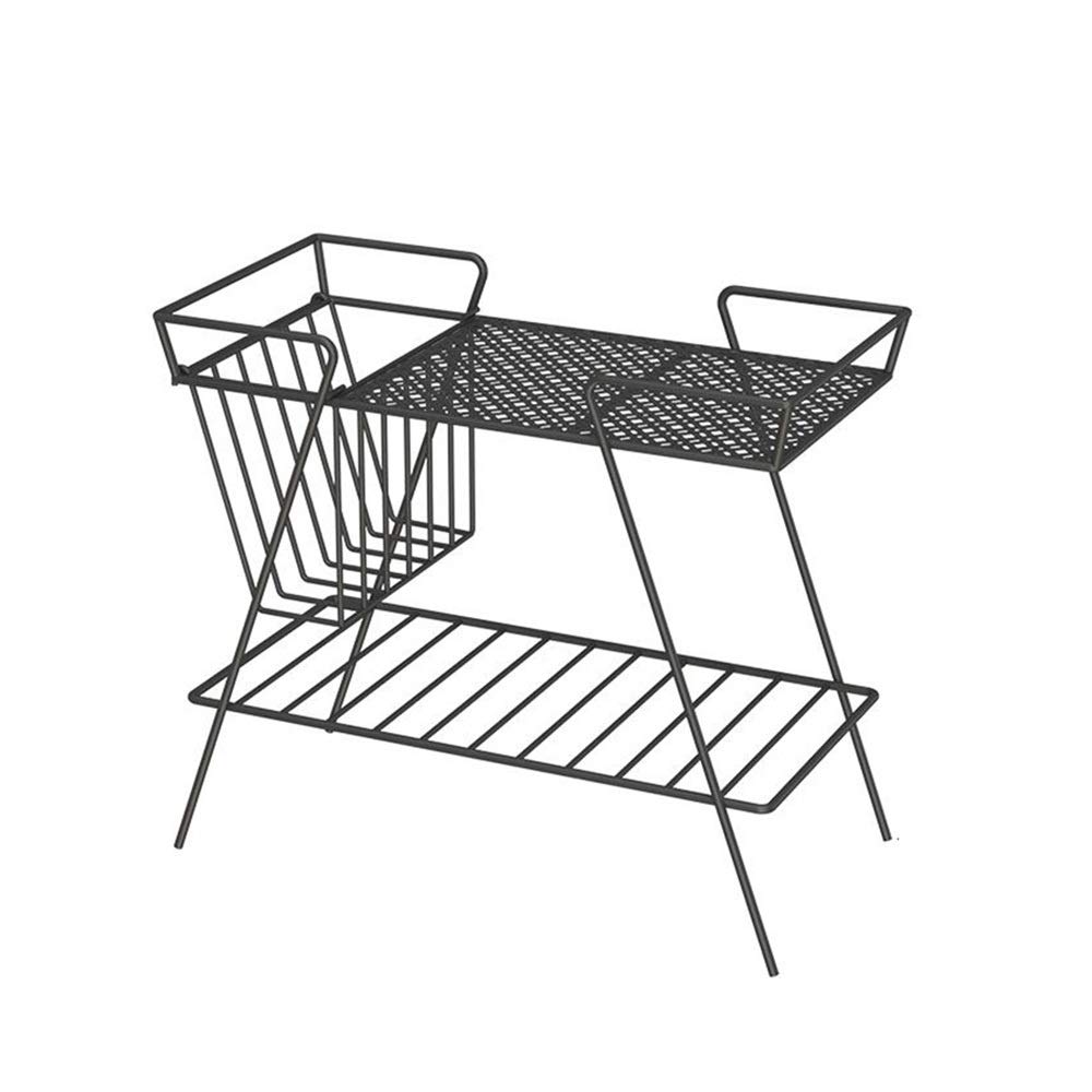 Nordic Wrought Iron End Table with Magazine Rack - Multi-Purpose Sofa Side Table, Living Room Storage Shelf - Black, White, Gray (62×31.5×53.5cm) - Perfect for Small Spaces, Apartment Decor & Modern Home Organization