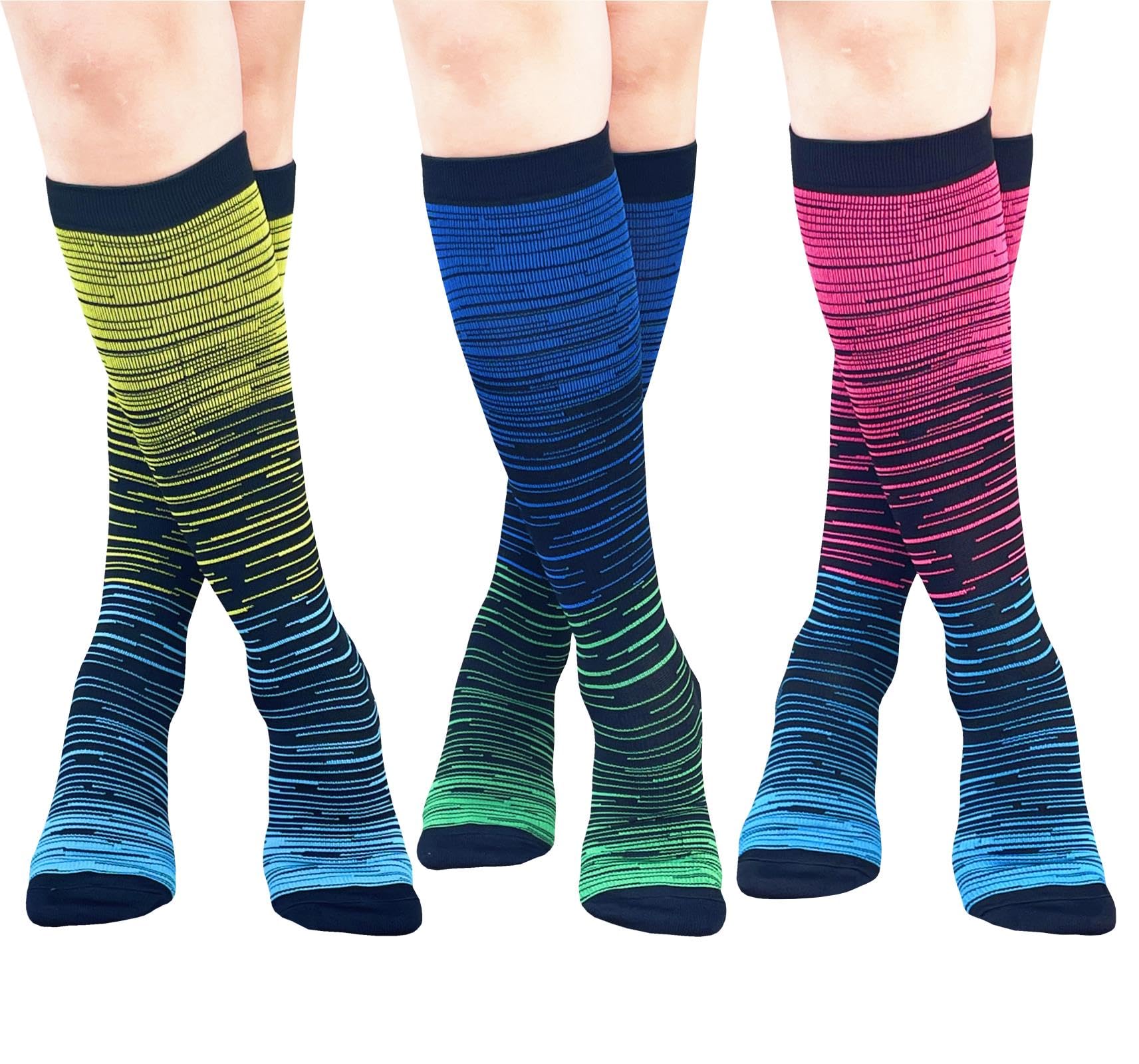 Best 15-20 mmHg Knee High Compression Socks for Women & Men - 3 Pairs Medical Support Stockings for Nurses, Running, Travel & Varicose Vein Relief
